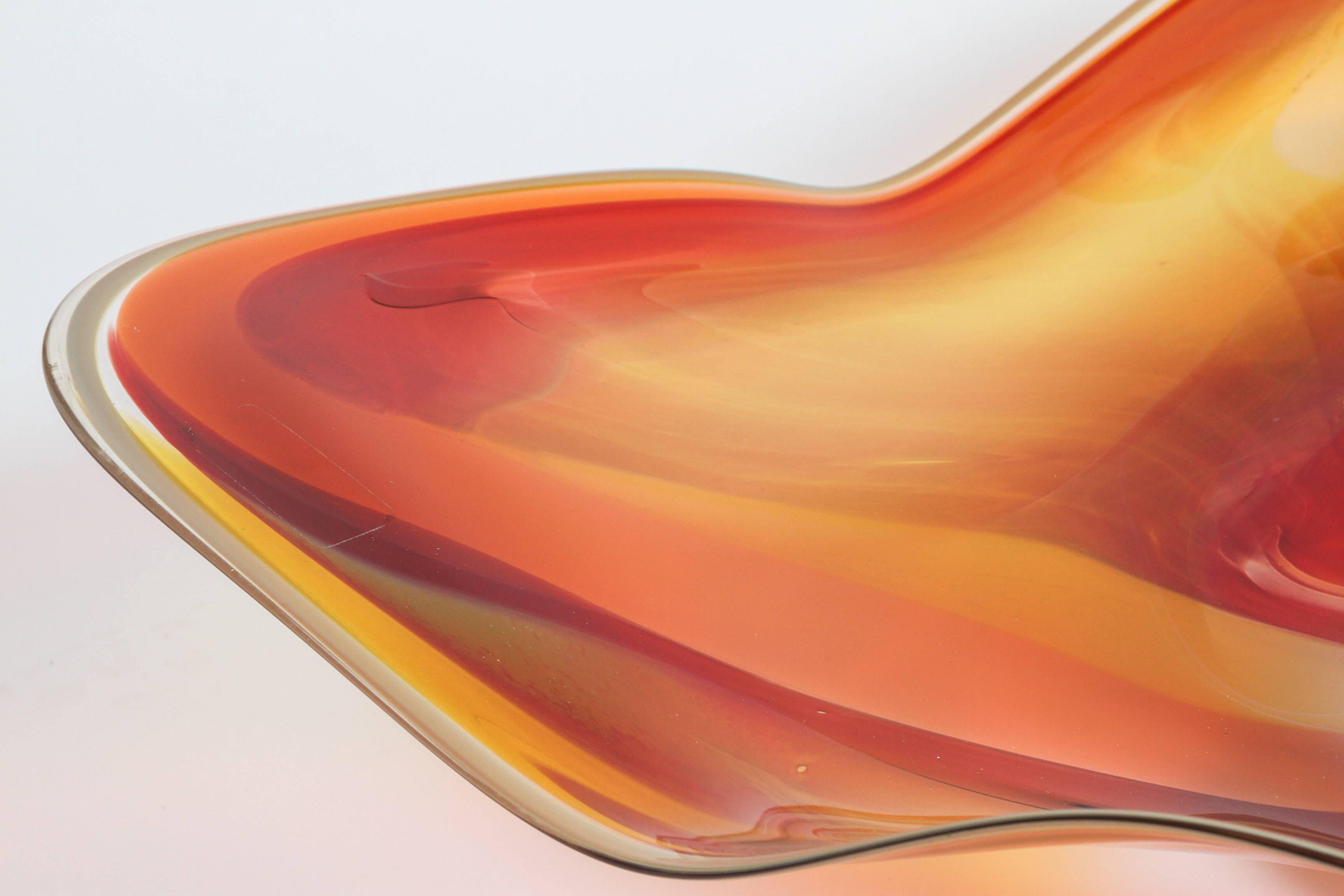 Hand-Crafted Large Colored Art Glass Wall Sculpture
