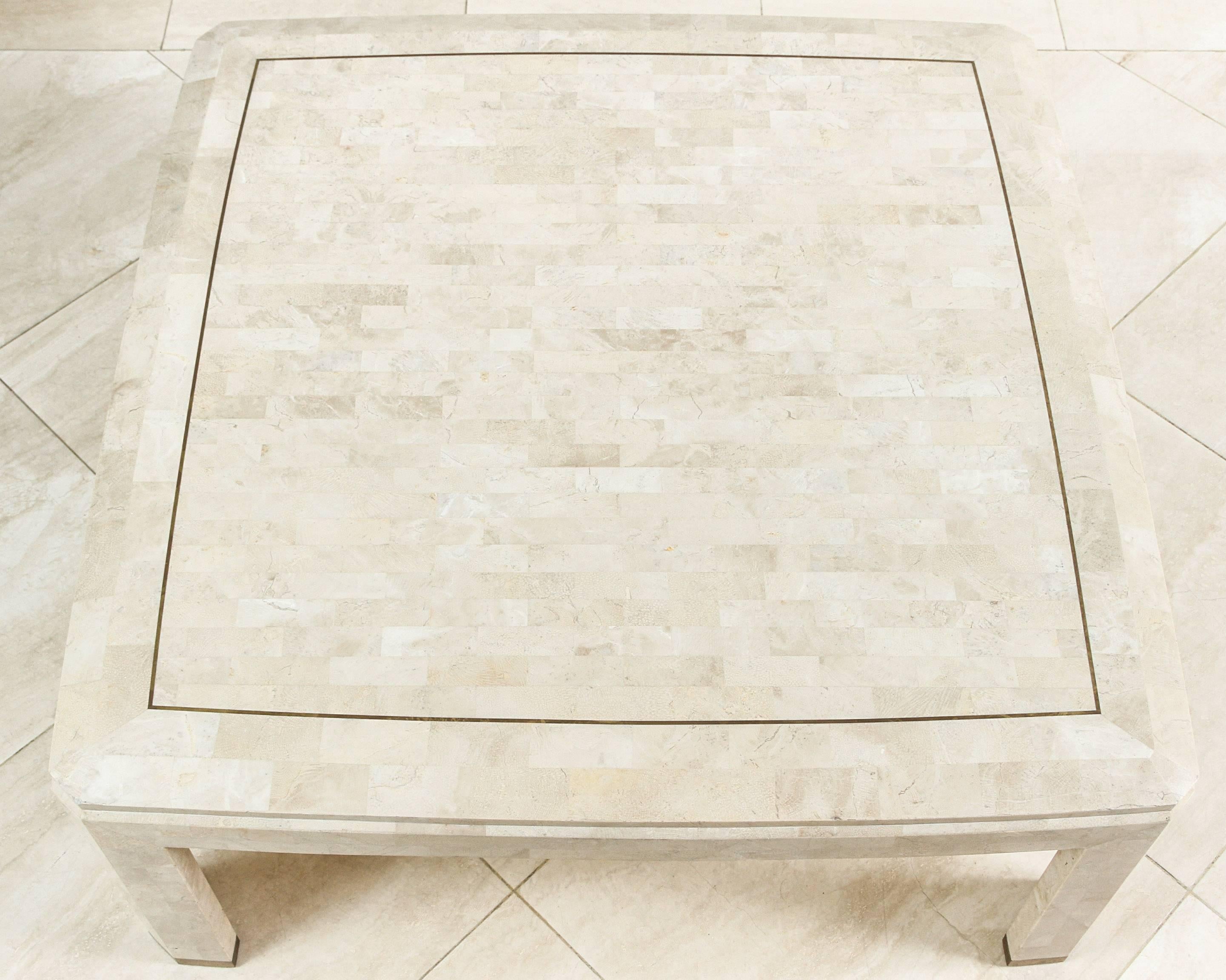 Modern Maitland-Smith Mosaic Square Ivory Coffee Table