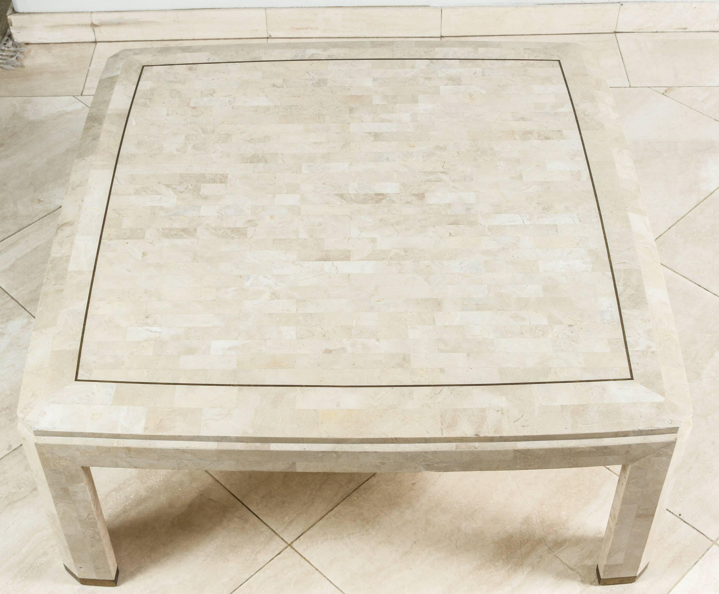 Philippine Maitland-Smith Mosaic Square Ivory Coffee Table