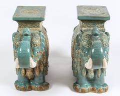 Pair of Chinese Ceramic Elephant Garden Stools