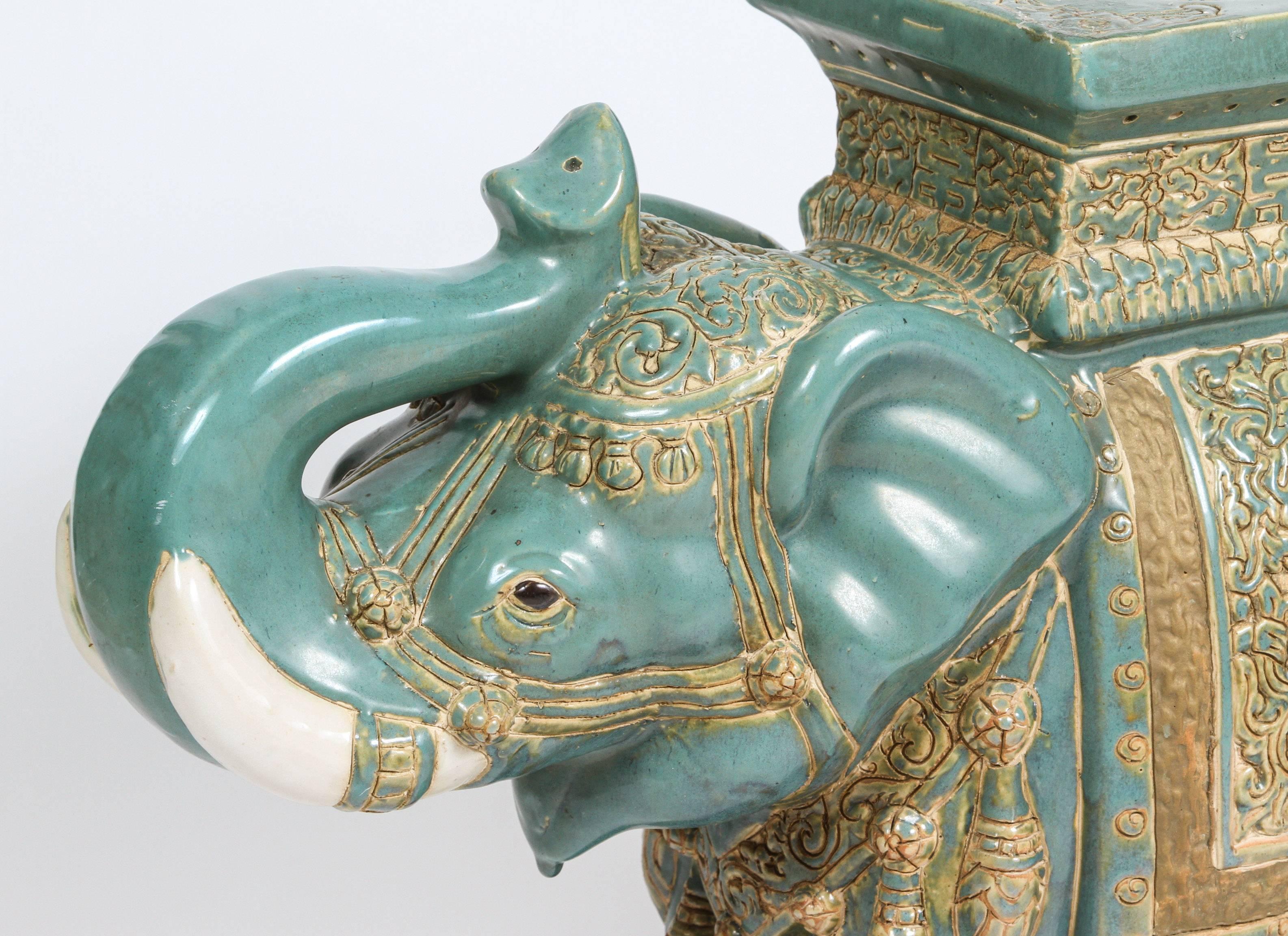 ceramic elephant garden seat