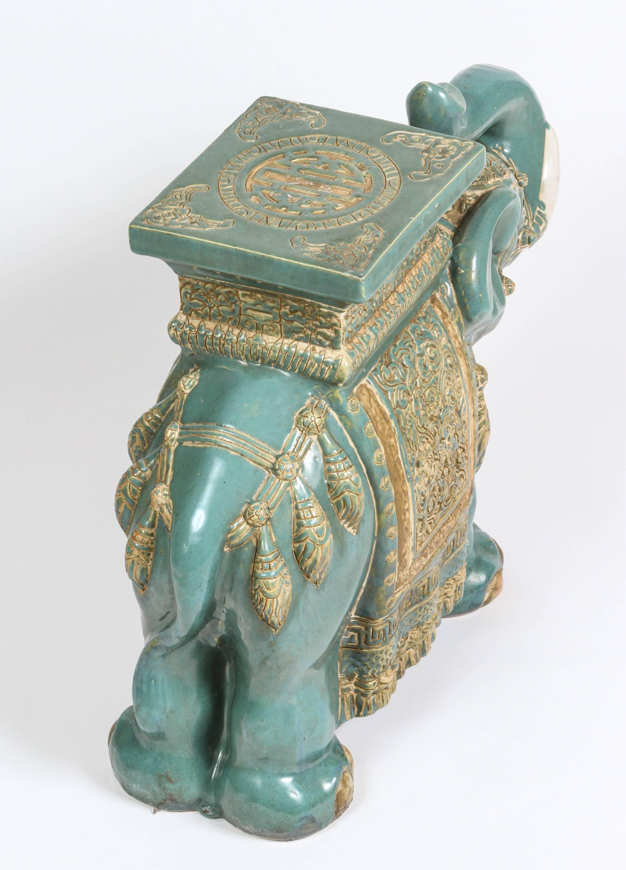Pair of Chinese Ceramic Elephant Garden Stools In Excellent Condition In North Hollywood, CA