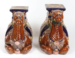 Pair of Camels Ceramic Garden Seats or Side Tables