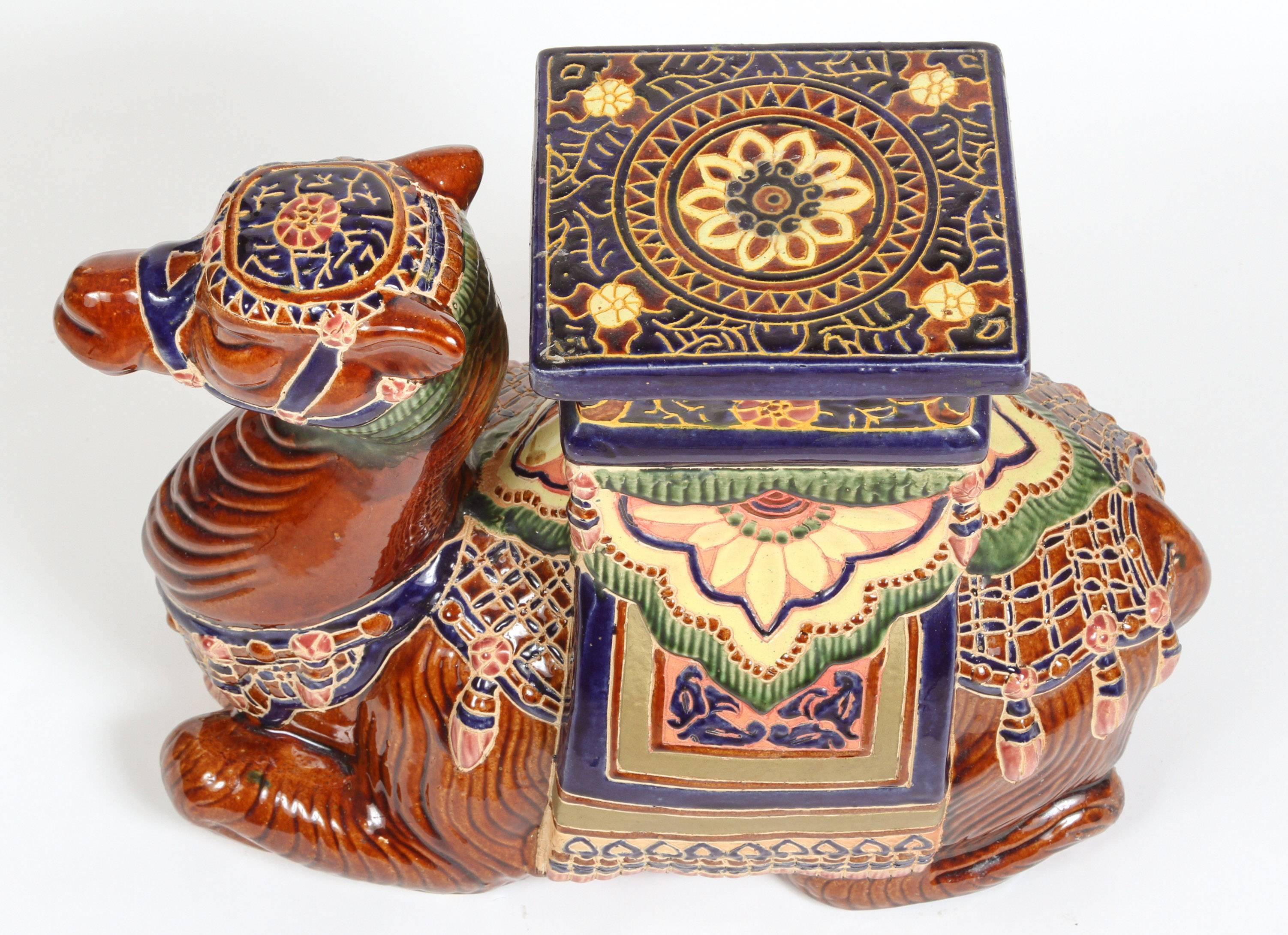 Pair of Camels Ceramic Garden Seats or Side Tables 1