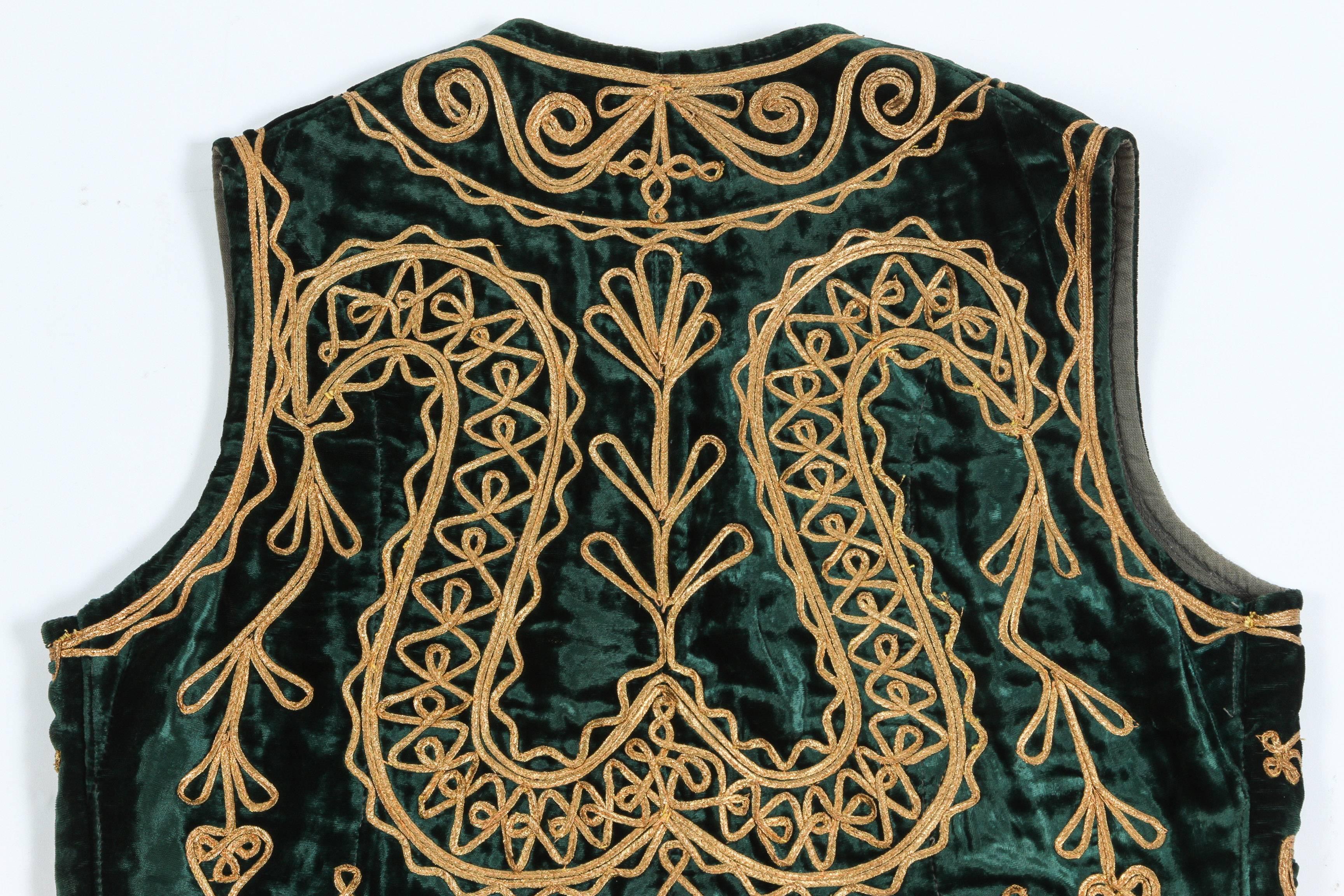 Moorish Authentic Ottoman Turkish Vest in Green Velvet