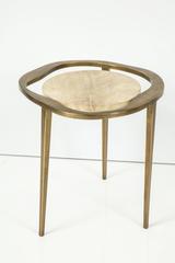 Parchment Side Table with Bronze Base