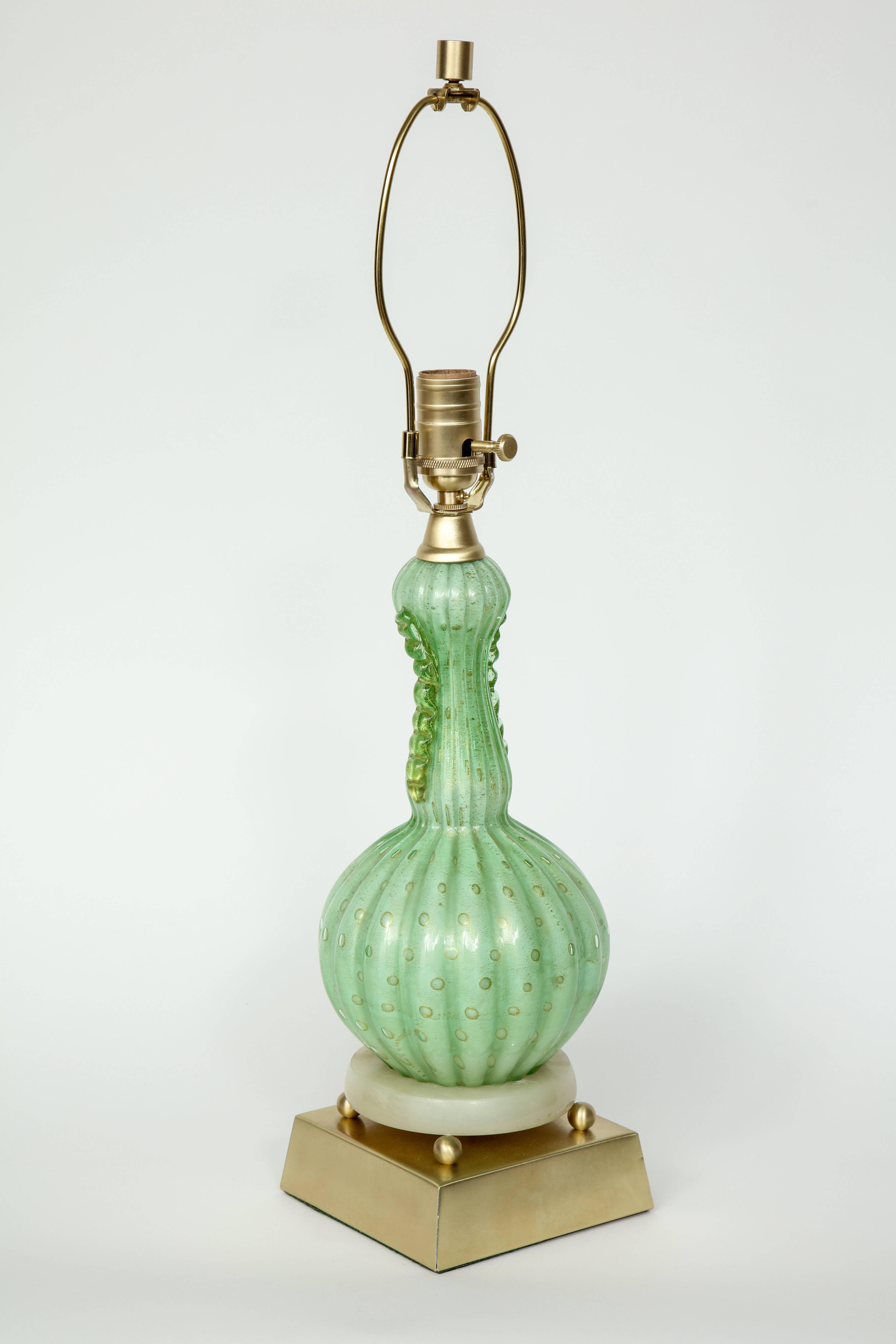 Barovier Pale Green Murano Glass Lamps 2