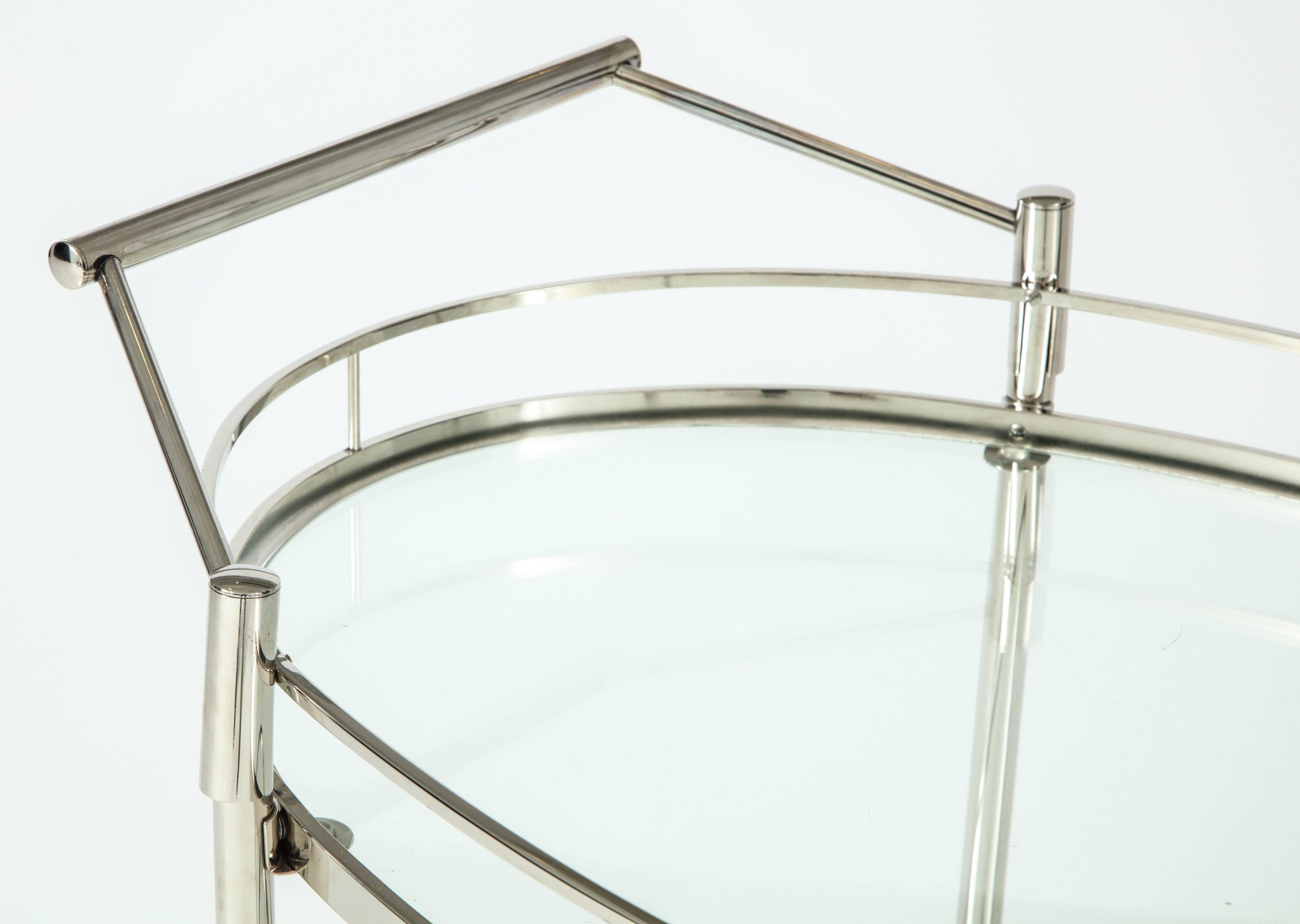 Art Deco Polished Nickel Bar Cart In Excellent Condition In New York, NY