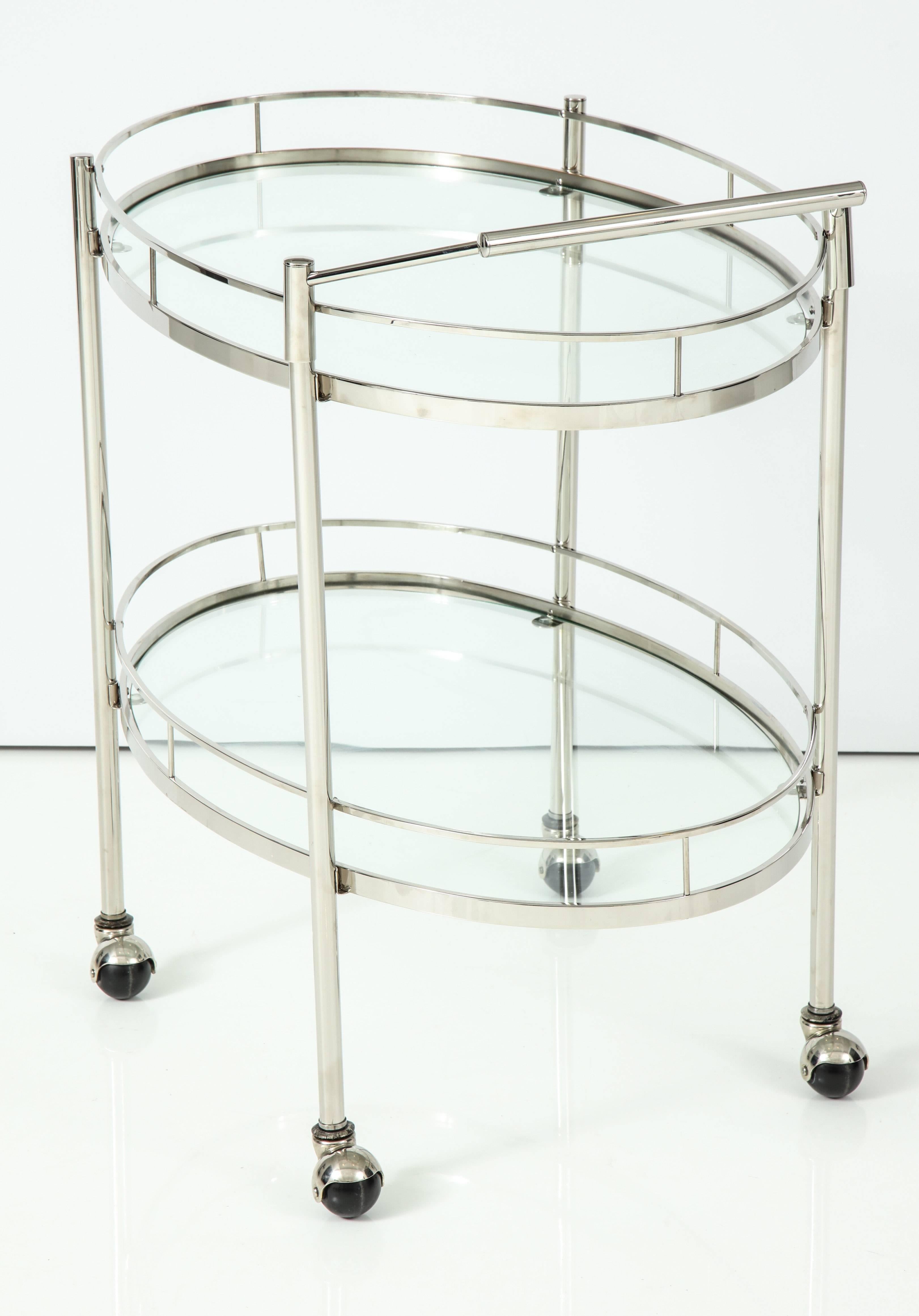 Art Deco Polished Nickel Bar Cart 5