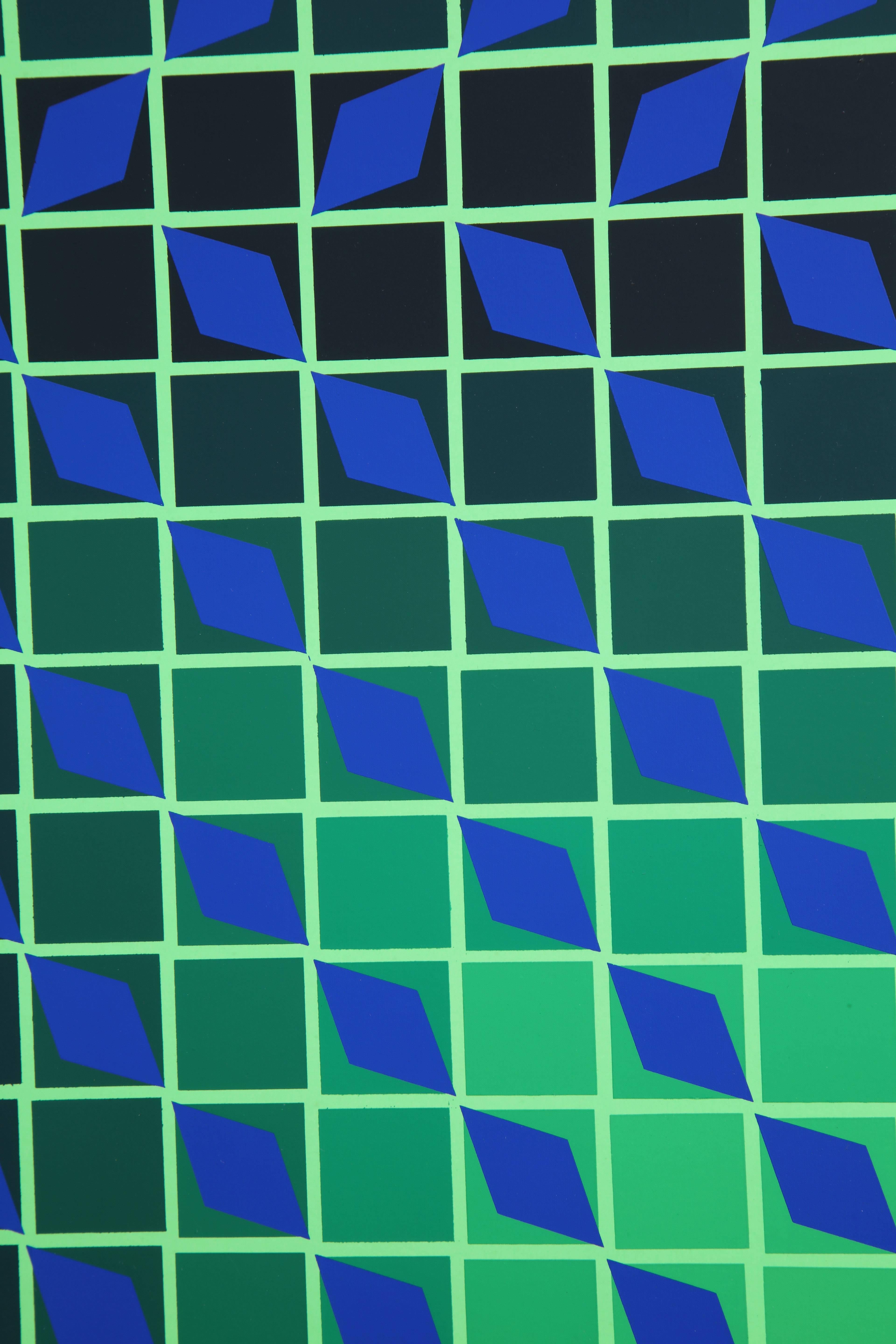 Americano Victor Vasarely Op Art Serigrafia incorniciata