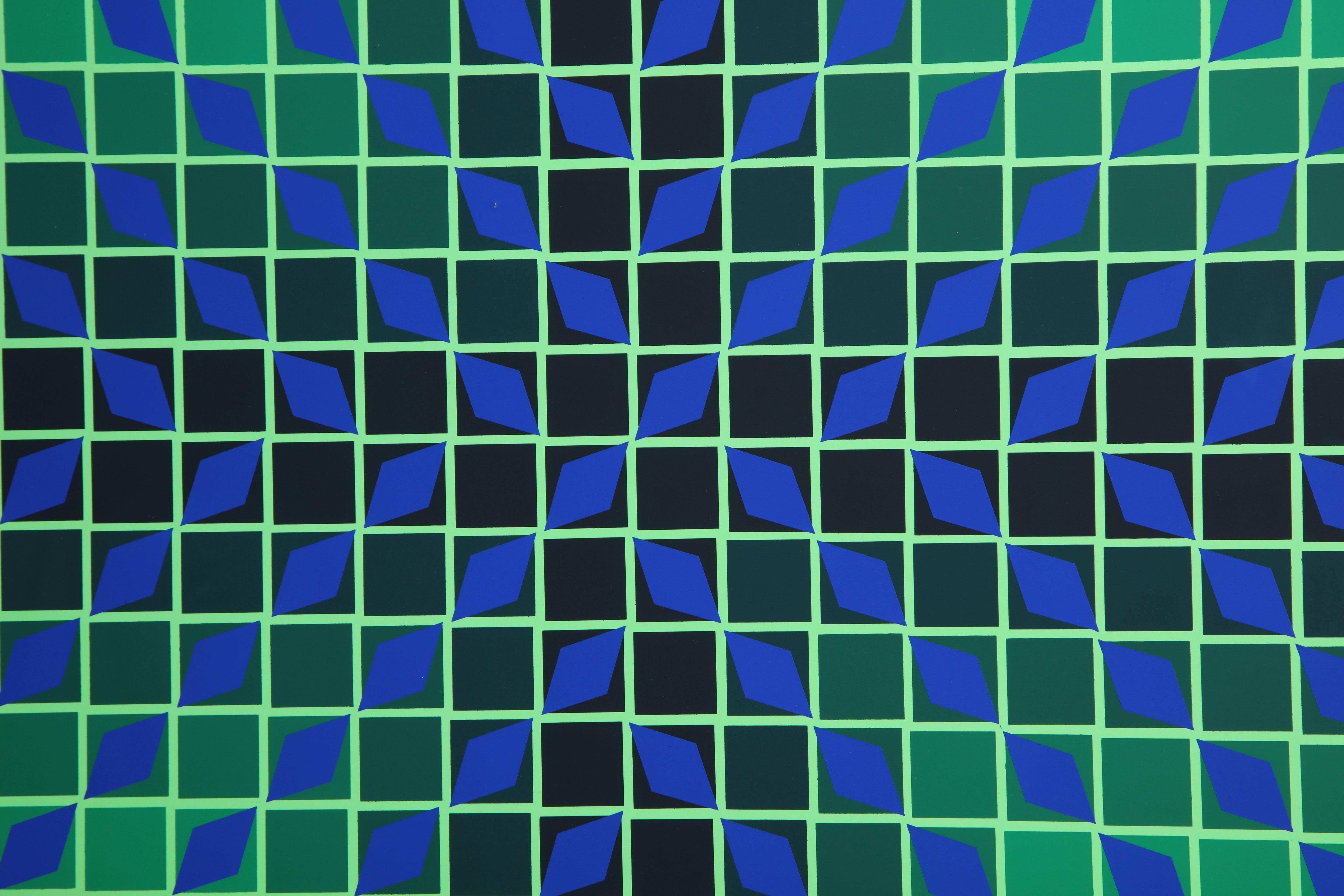 Victor Vasarely Op Art Framed Serigraph In Excellent Condition For Sale In New York, NY