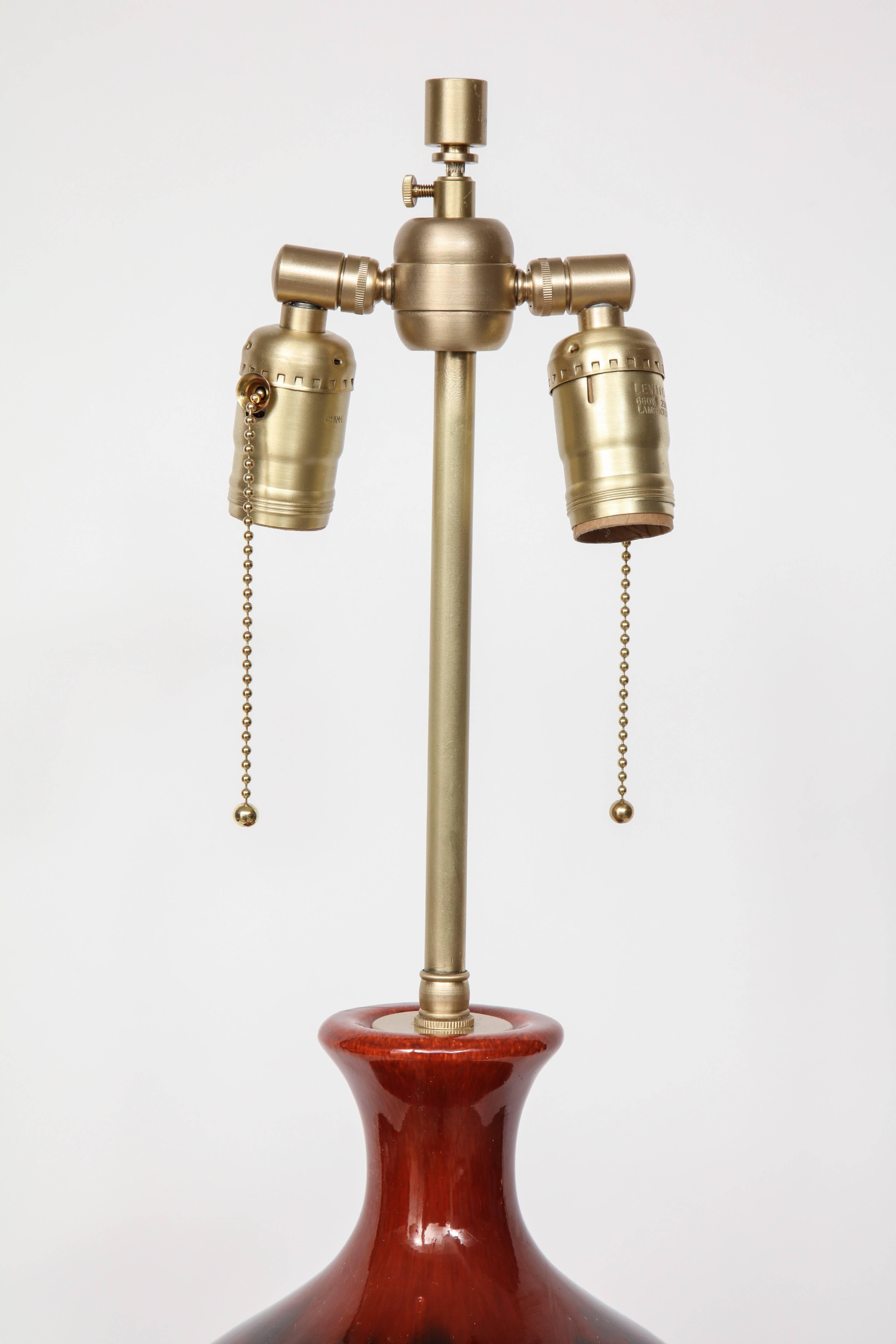 Mid-Century Modern Italian Mid-Century Bloodstone Glazed Lamps For Sale