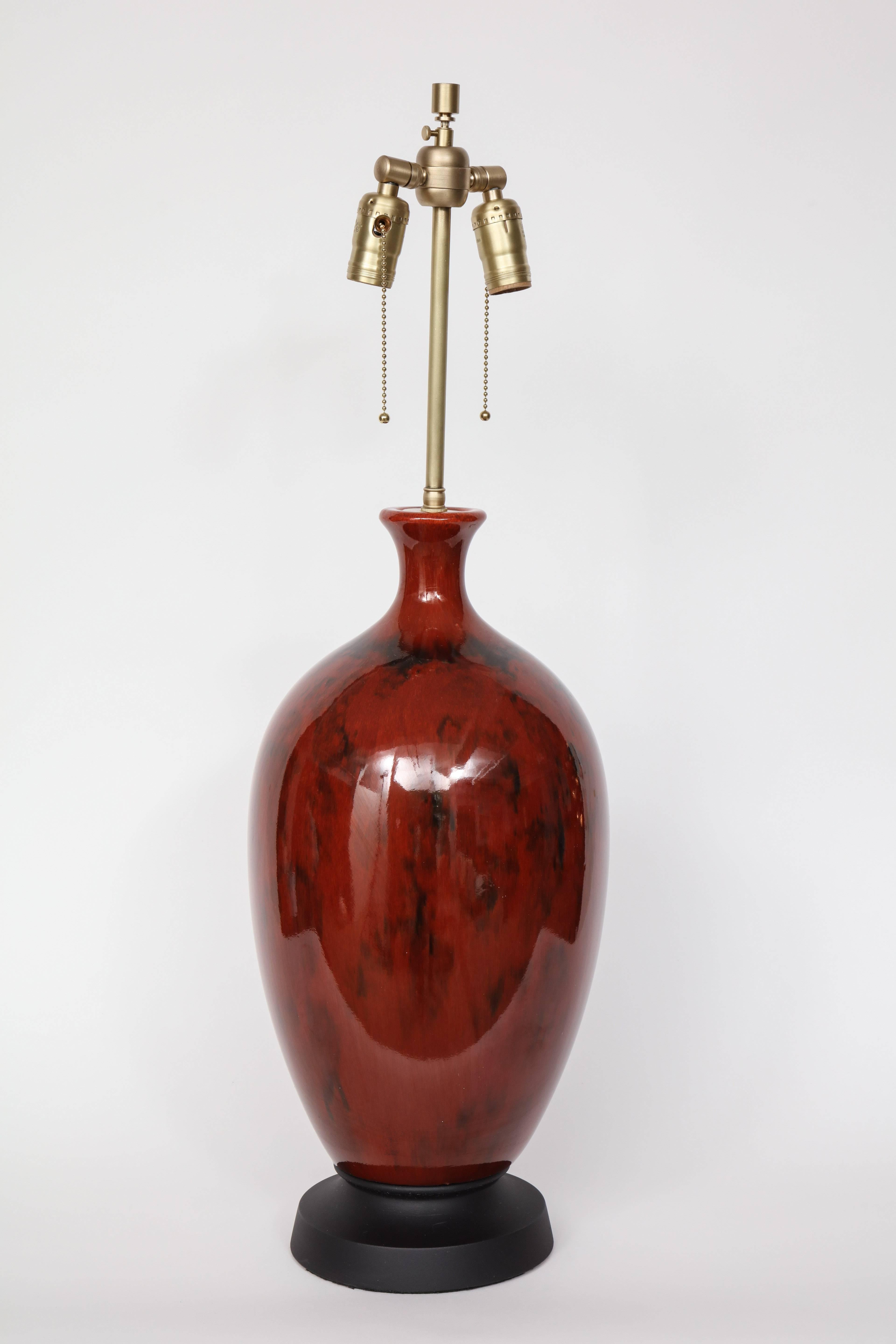 20th Century Italian Mid-Century Bloodstone Glazed Lamps For Sale