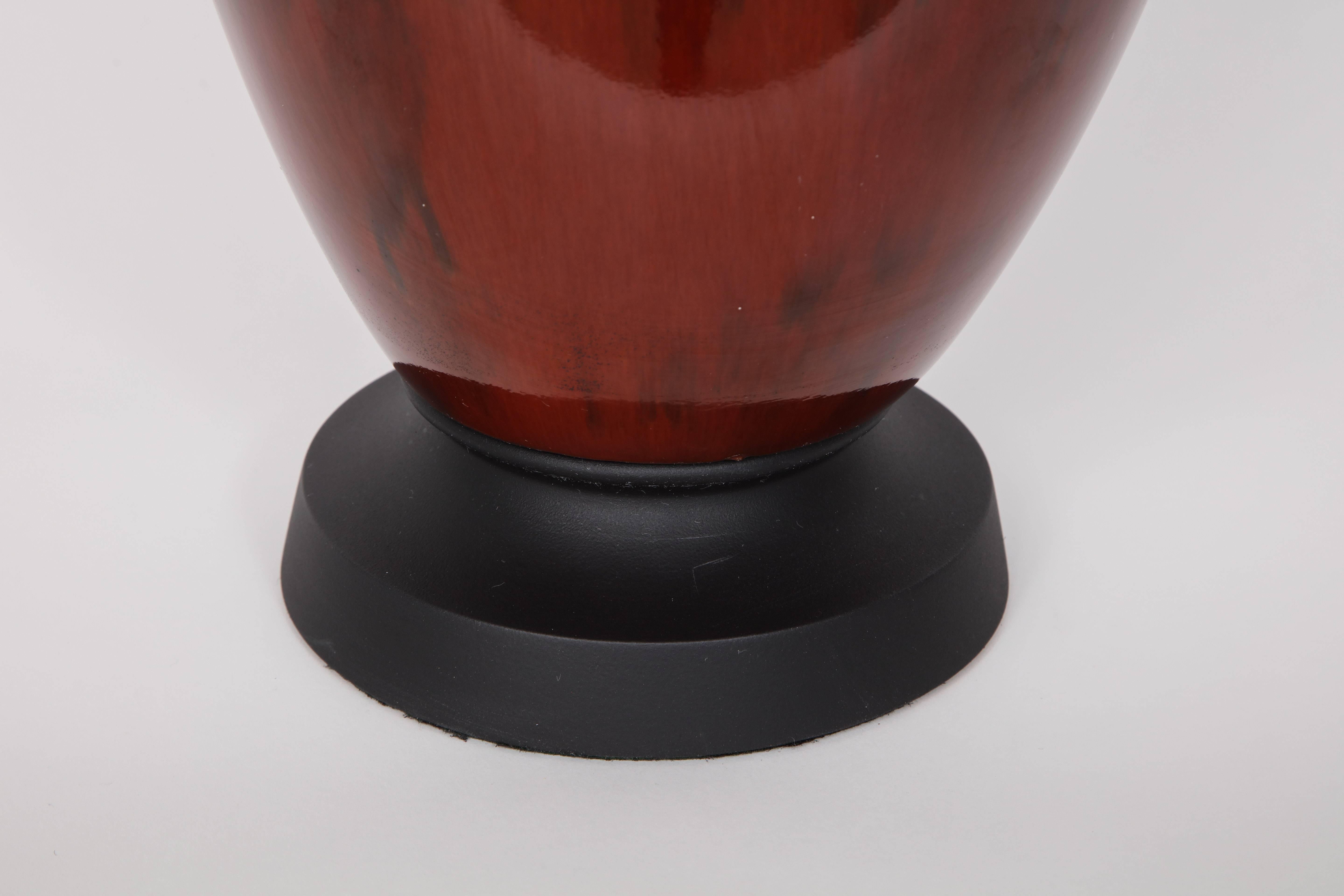 Italian Mid-Century Bloodstone Glazed Lamps For Sale 1