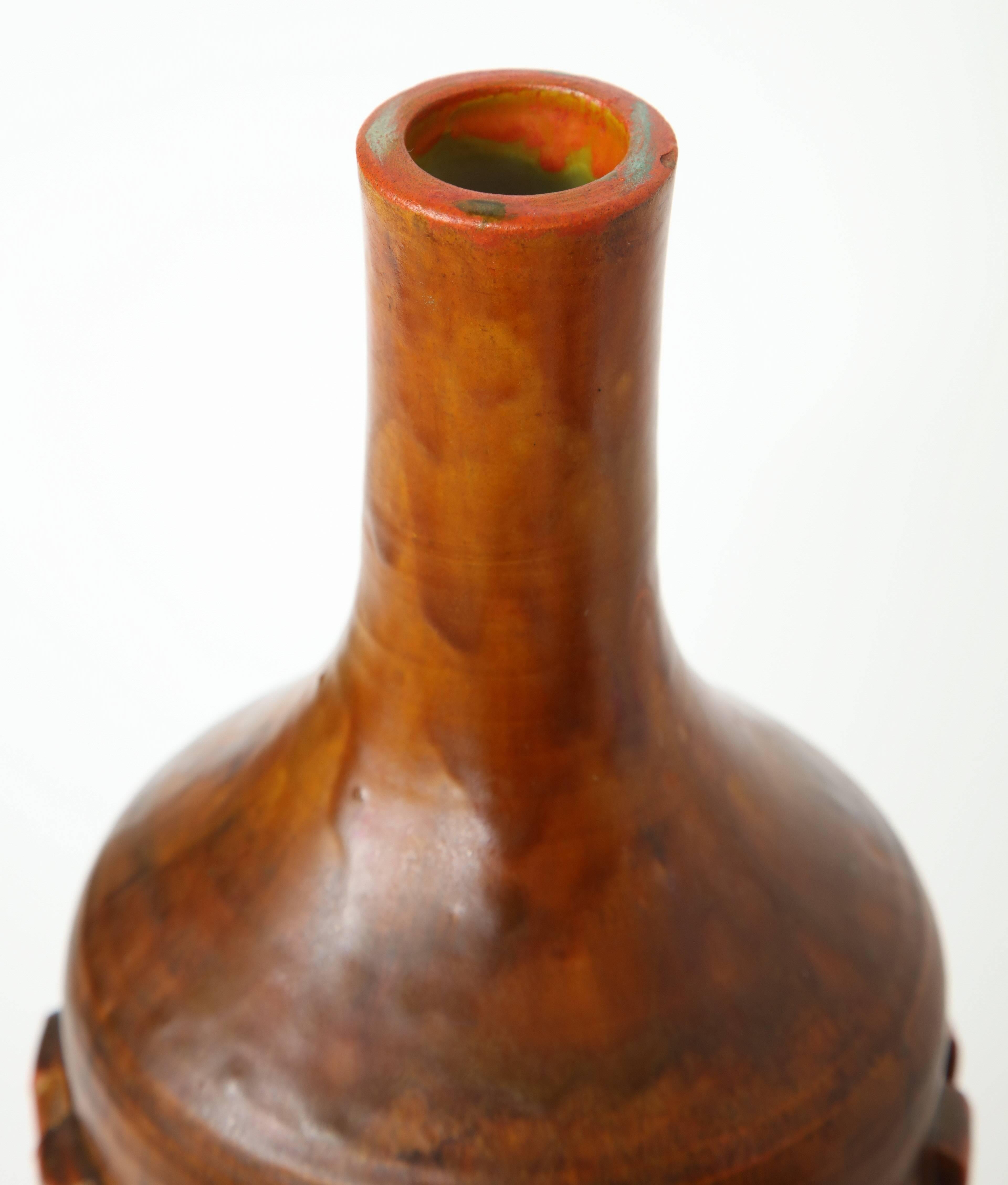Alvino Bagni Orange, Brown Ceramic Vase 3
