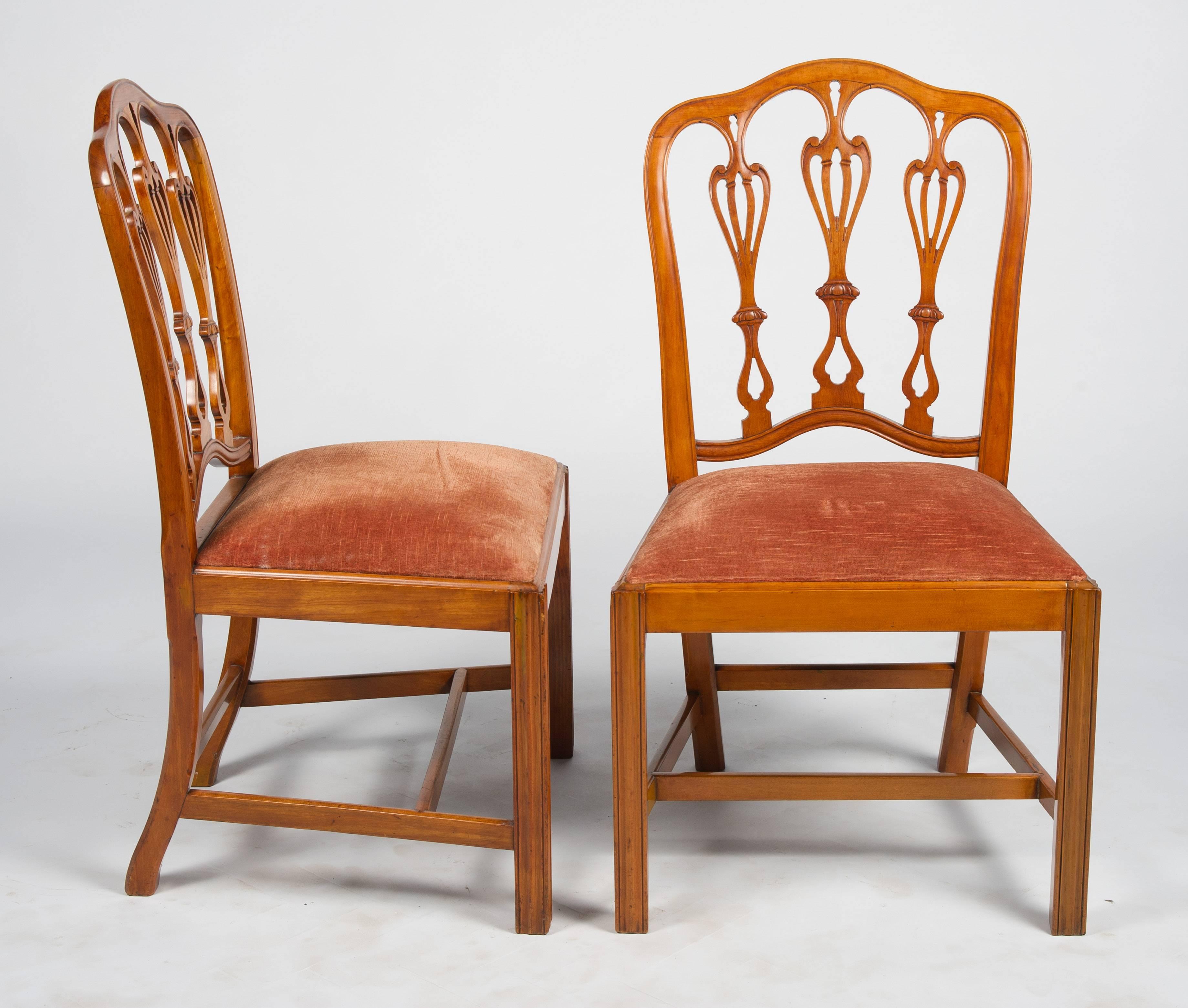 English Rare Pair of George II Period Satinwood Chairs