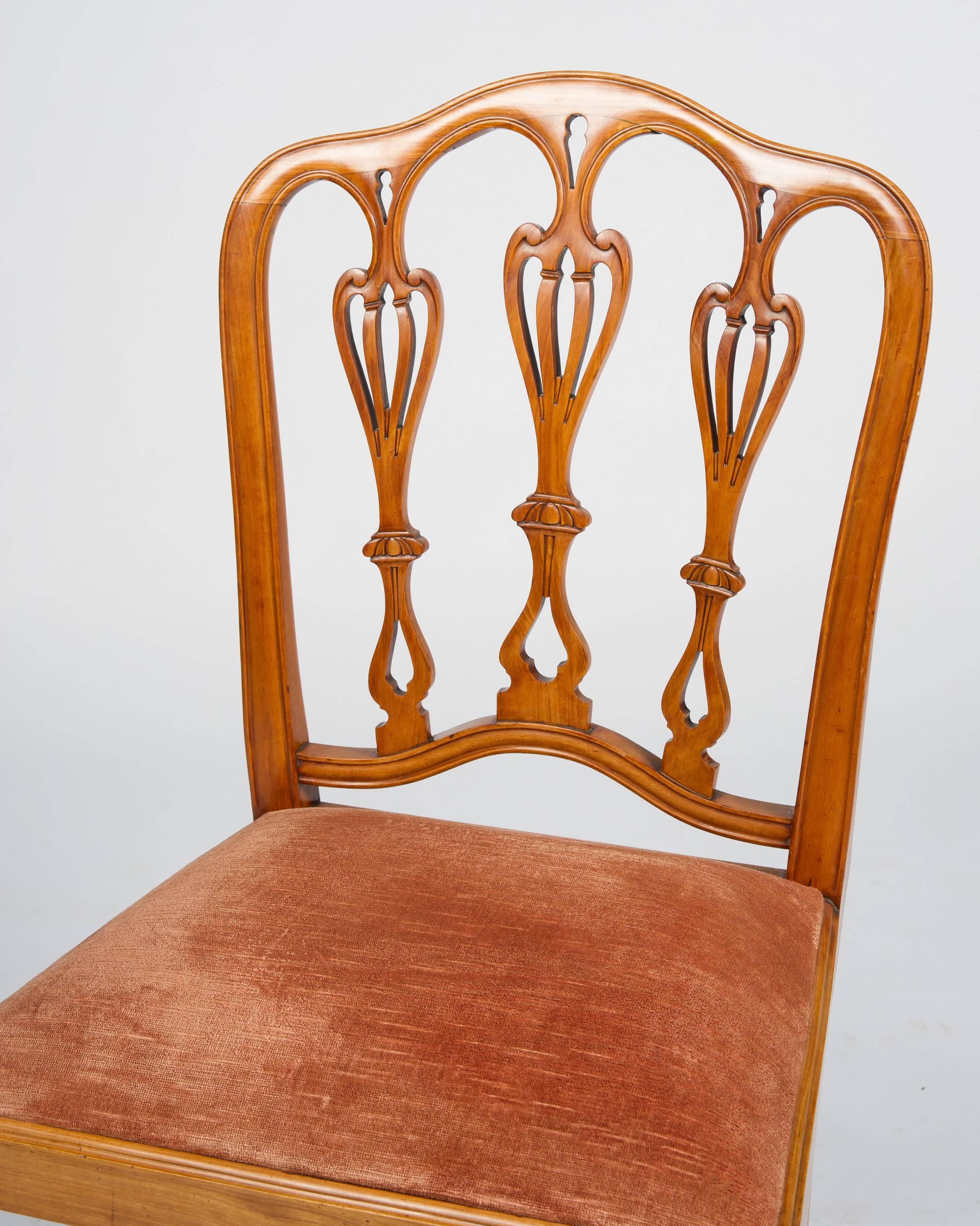 Carved Rare Pair of George II Period Satinwood Chairs