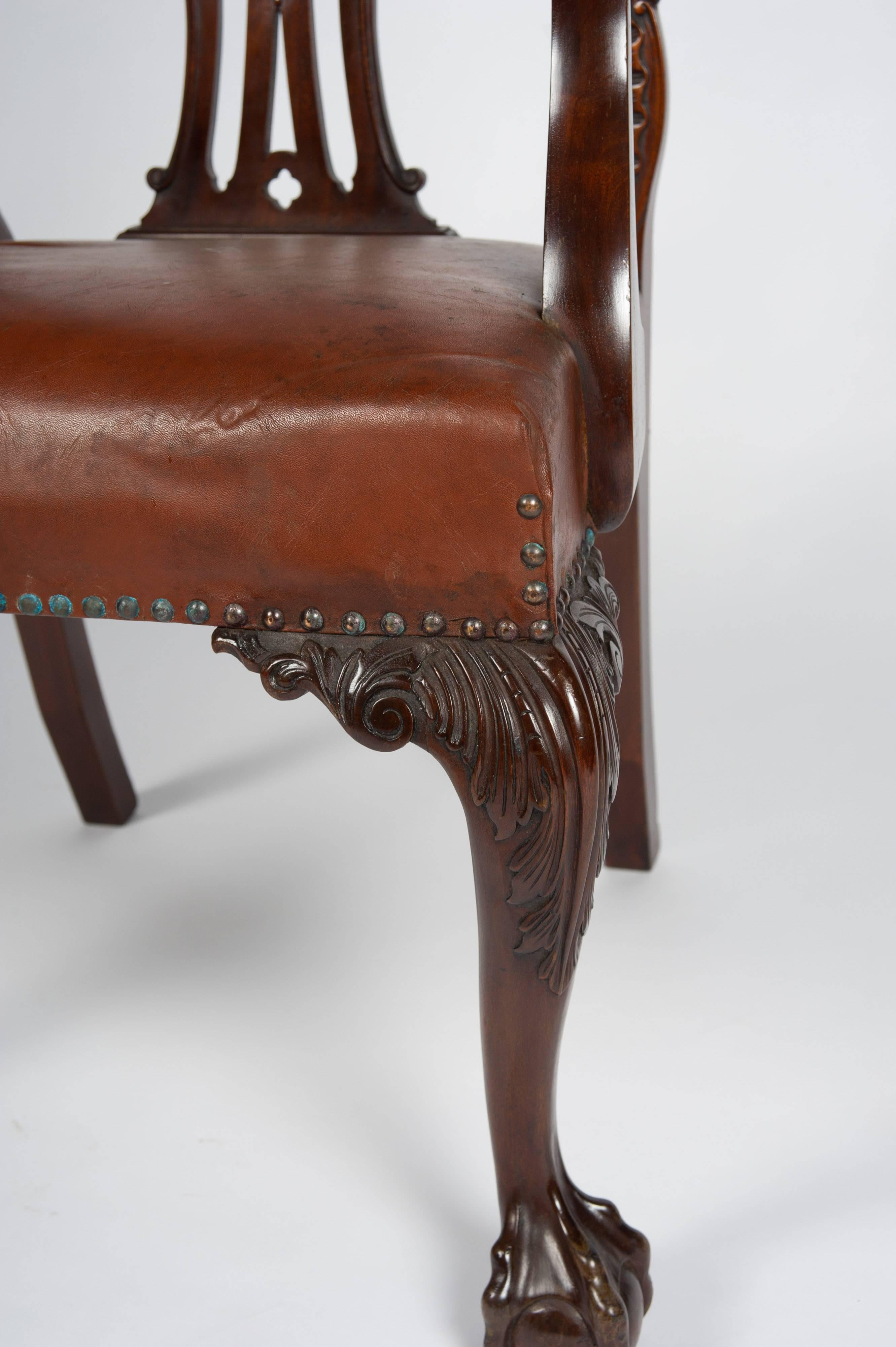 Mahogany Eight Chippendale Style Dining Chairs, 19th Century
