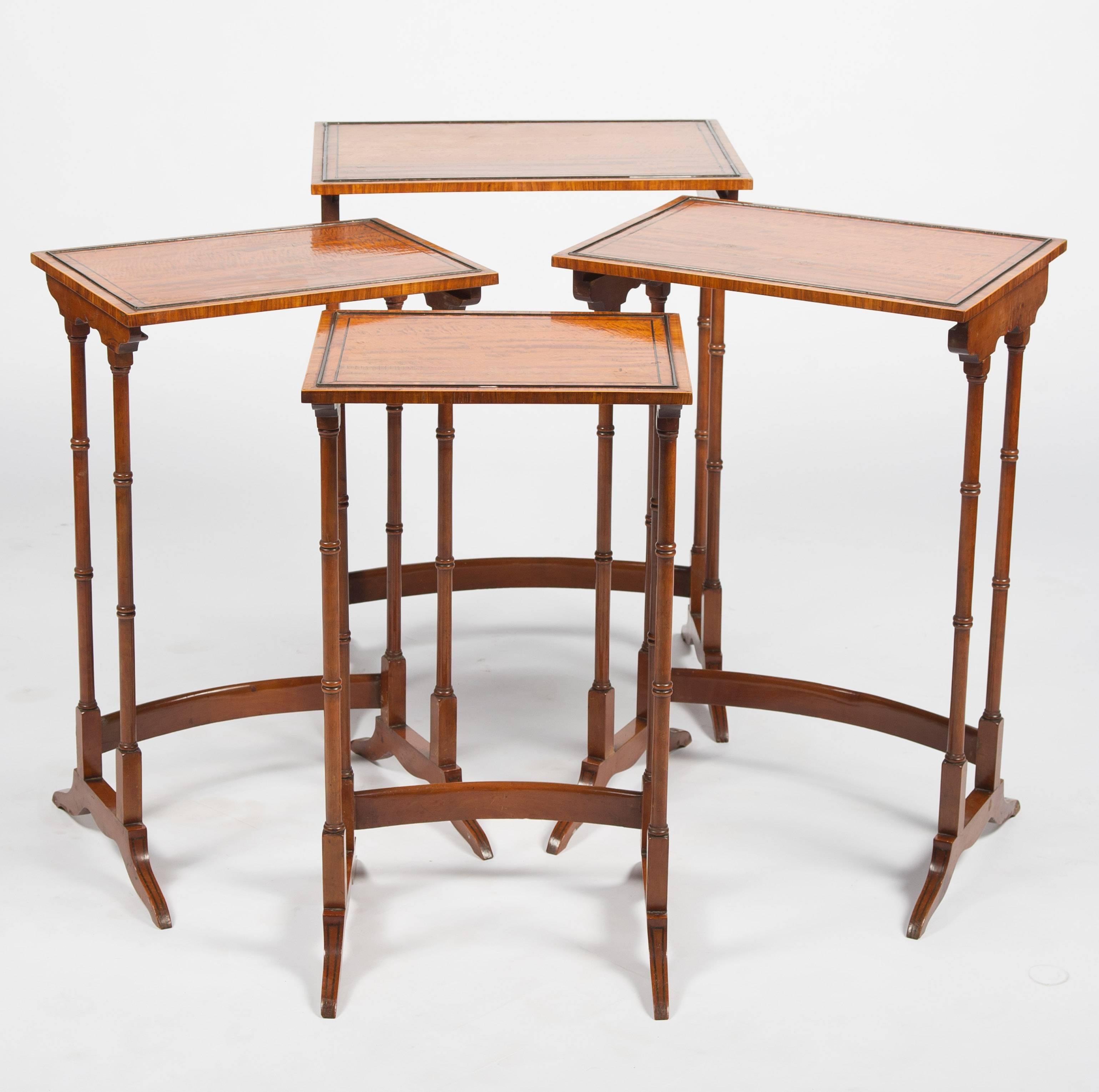 Nest of 19th Century Satinwood Tables In Good Condition For Sale In Brighton, Sussex