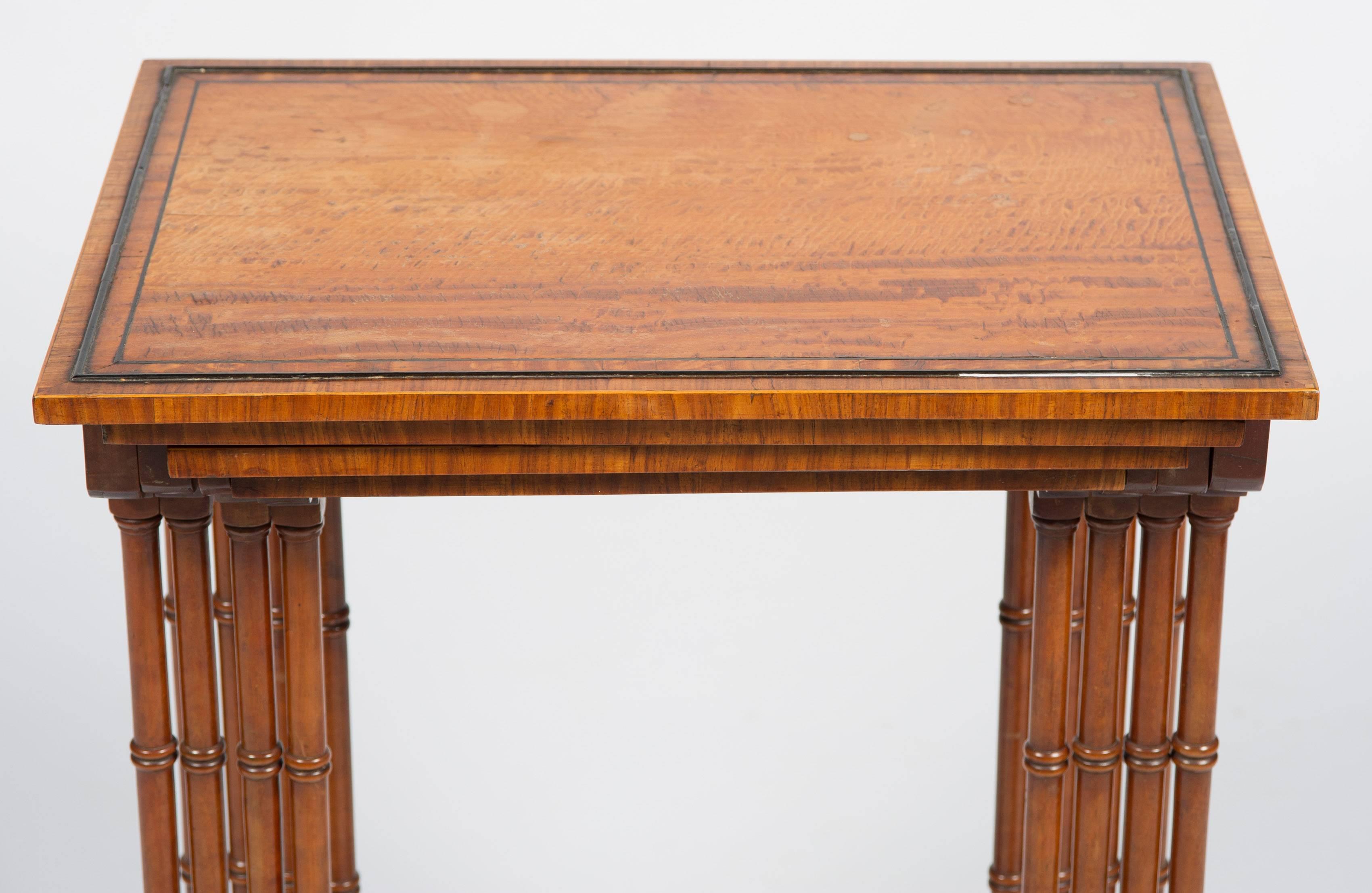 English Nest of 19th Century Satinwood Tables For Sale