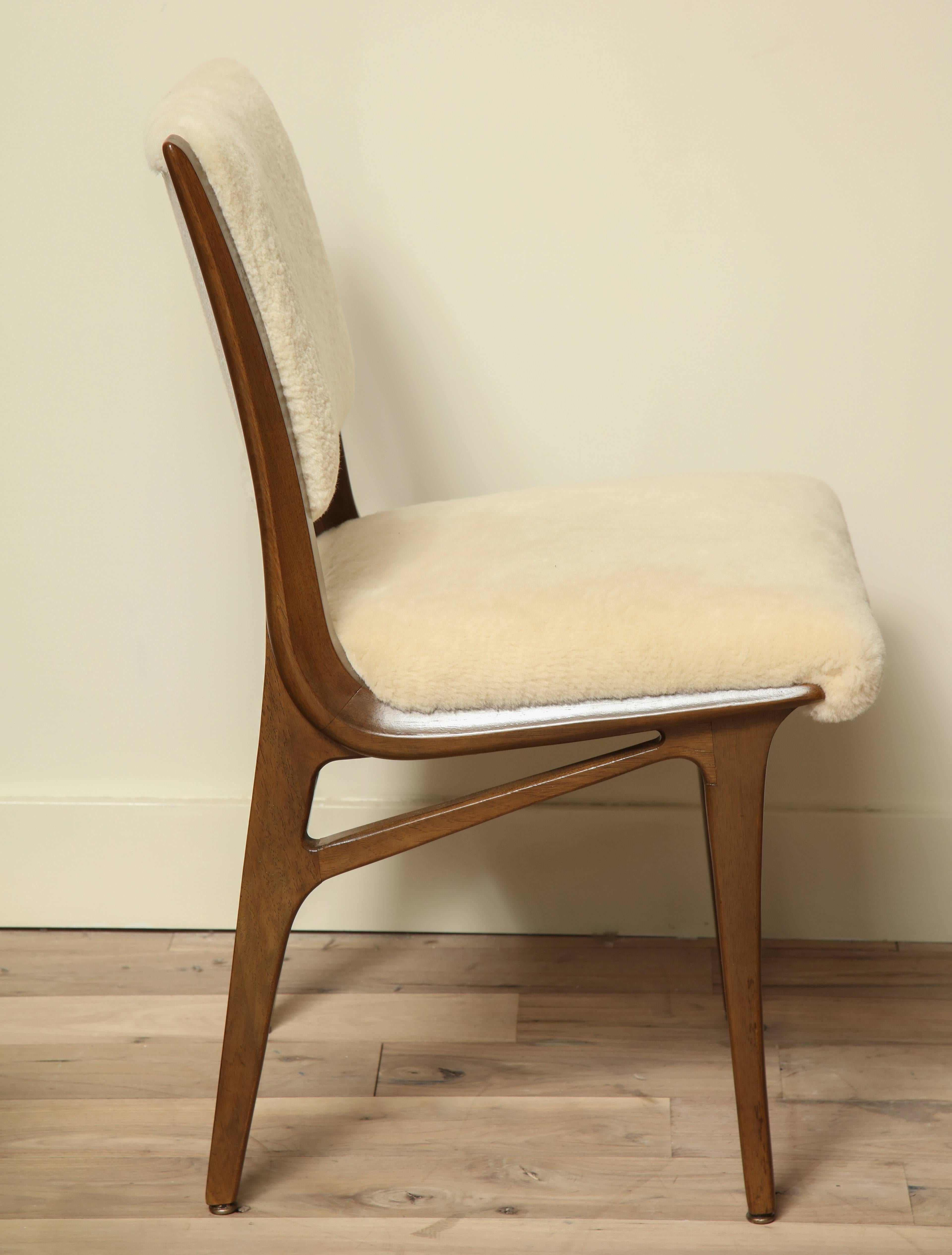 Mid-20th Century Pair of Shearling Dining Chairs