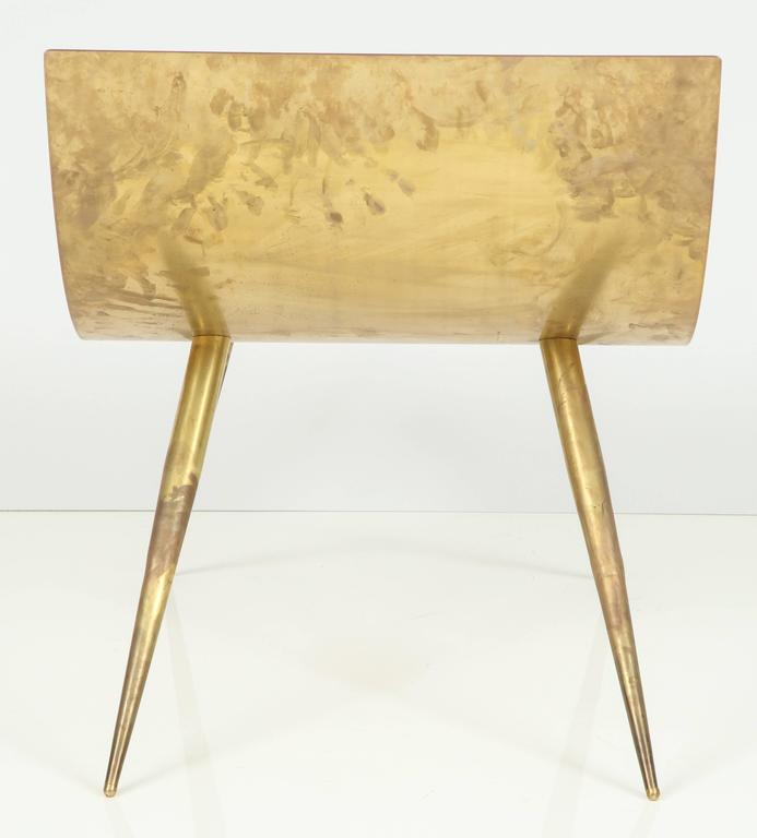 One of a Kind Sculptural Brass Lounge Chair with Italian Woven Wool