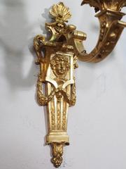 Pair of Antique French Bronze Doré Five-Light Wall Sconces