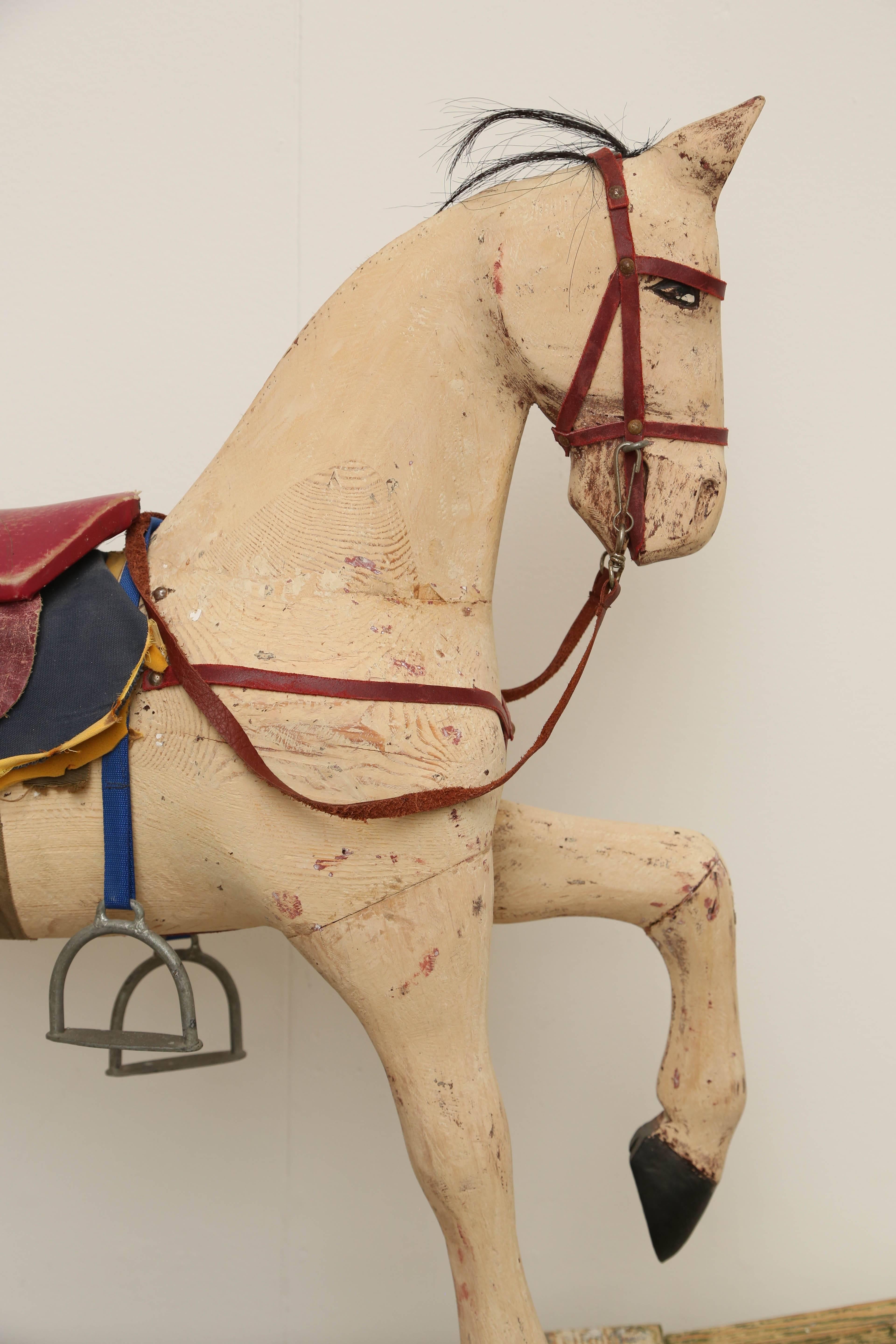 Wood Antique Swedish Painted Rocking Horse by Gemla Mobler Early 20th Century For Sale