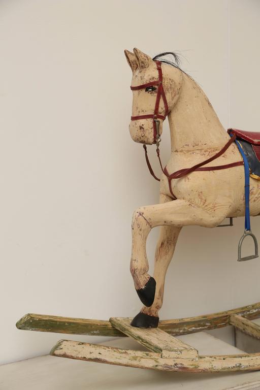 Antique Swedish Painted Rocking Horse by Gemla Mobler Early 20th Century For Sale 4