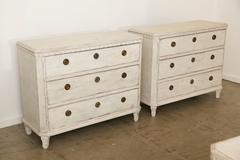 Pair of Antique Swedish Gustavian Style Painted Chests, Late 19th Century