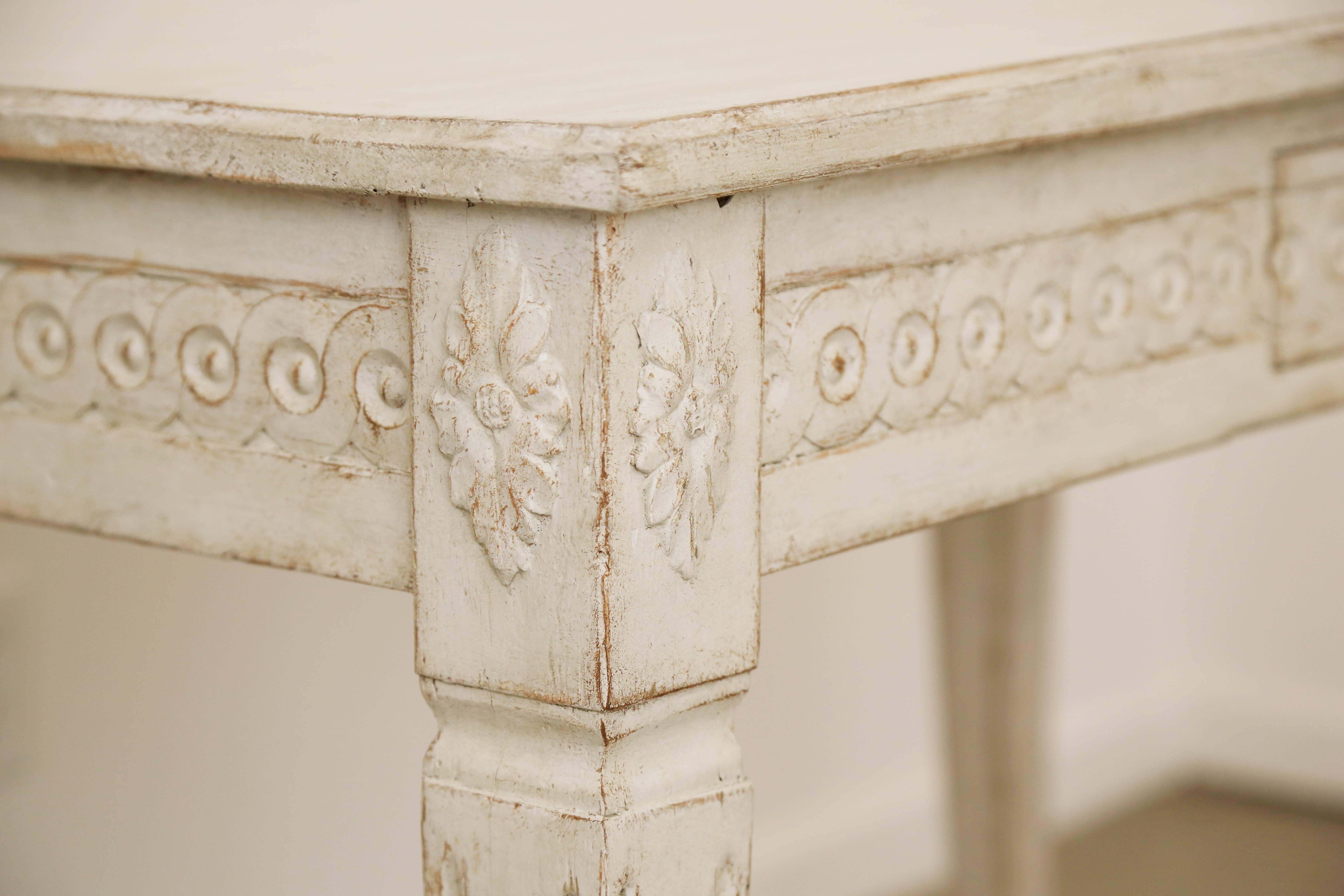 Wood Antique Swedish Painted Gustavian Console Table, Mid-19th Century