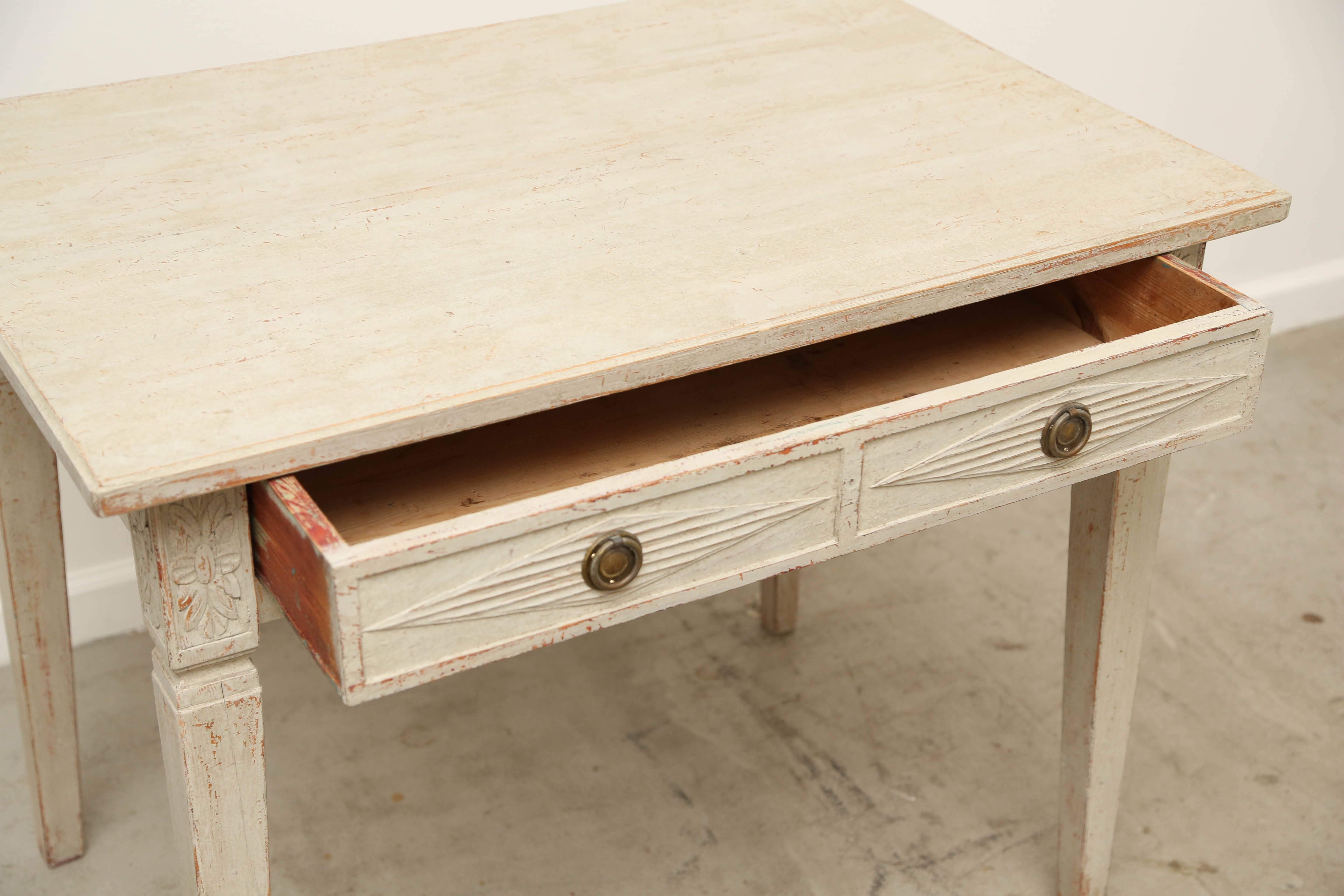 Wood Antique Swedish Gustavian Style Painted Writing Desk, Mid-19th Century For Sale