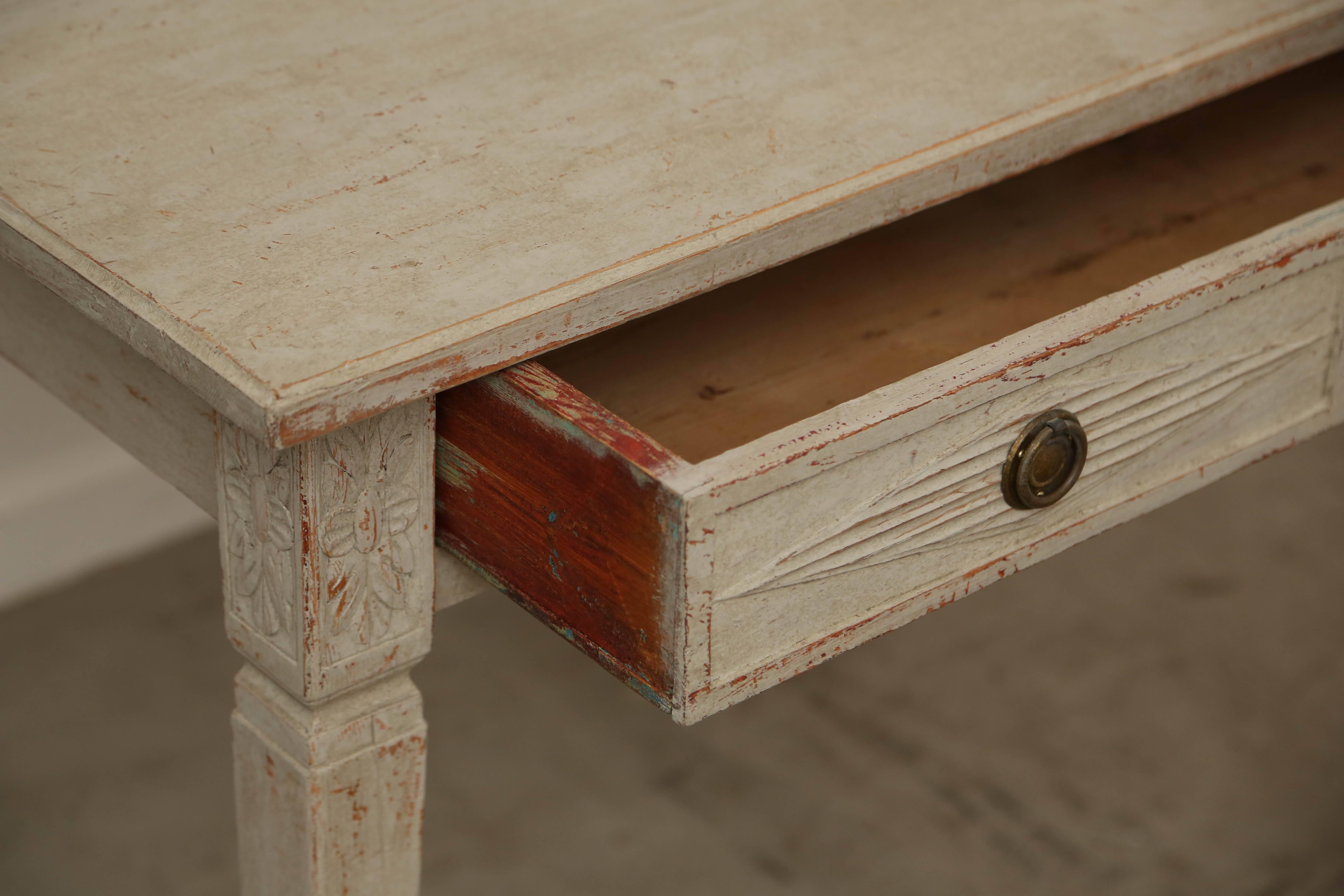 Antique Swedish Gustavian Style Painted Writing Desk, Mid-19th Century For Sale 1