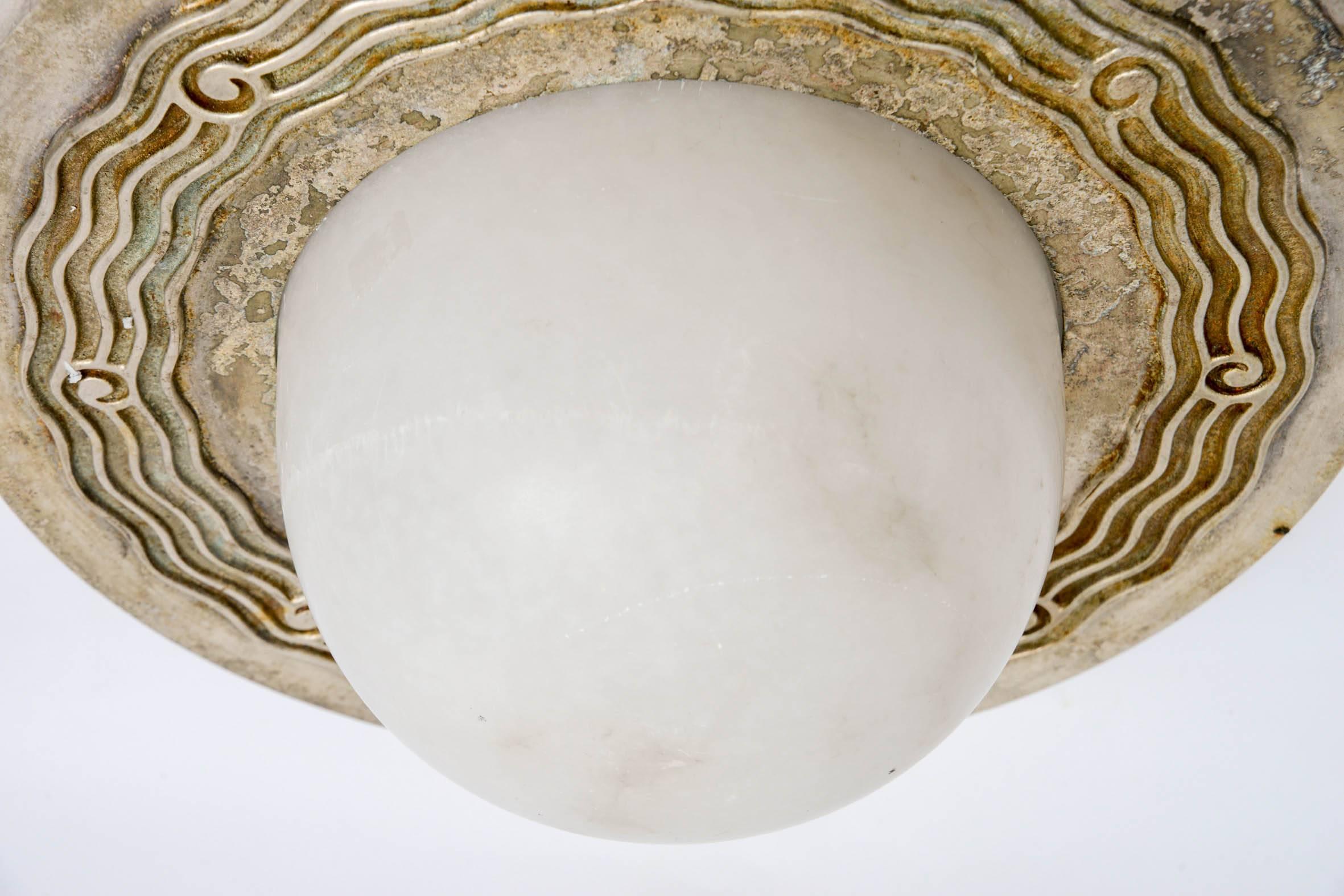 Genet & Michon Pair of French Art Deco Ceiling Lights, circa 1930 2