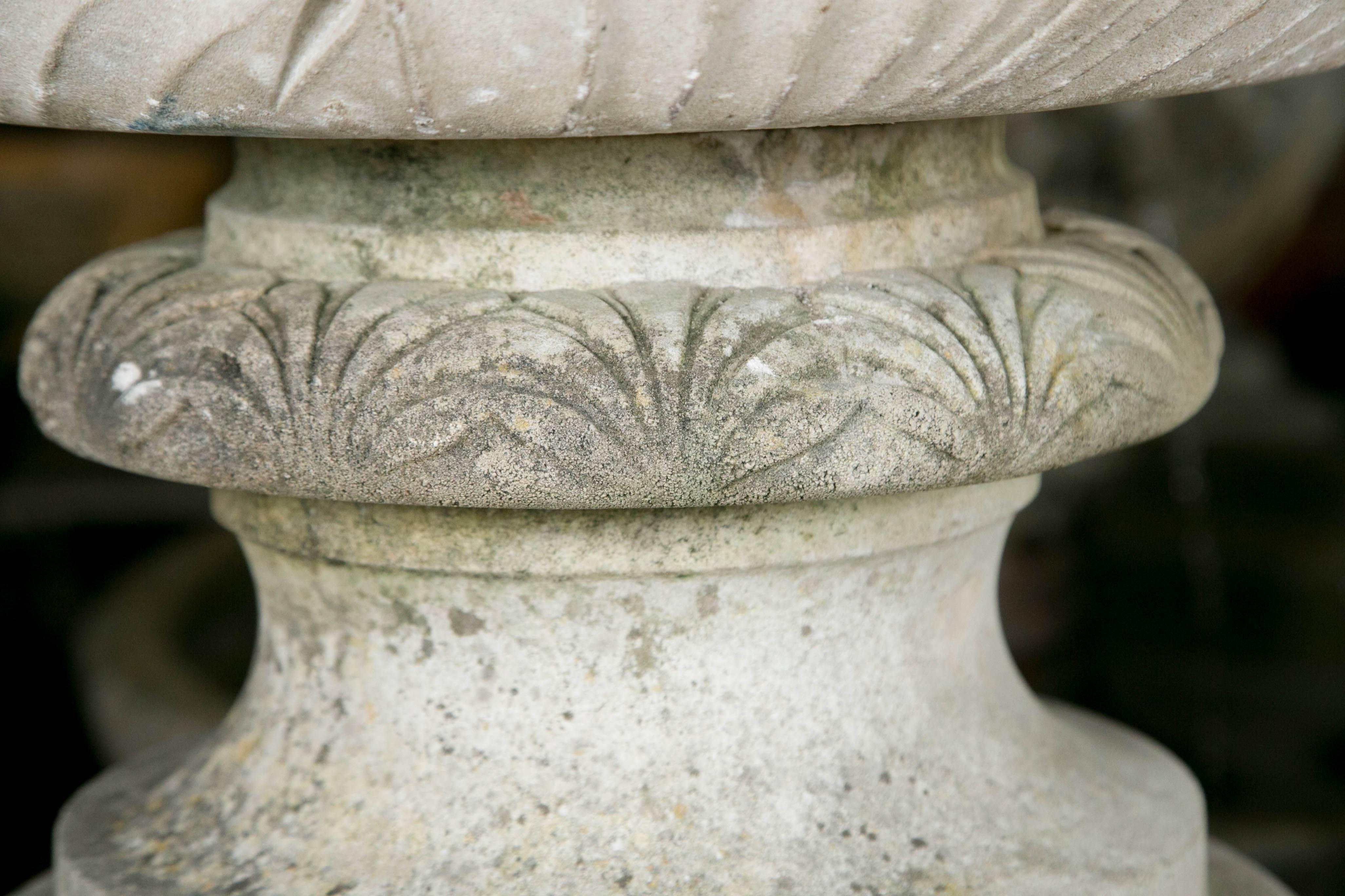 Cast Stone Monumental English Garden Urn For Sale
