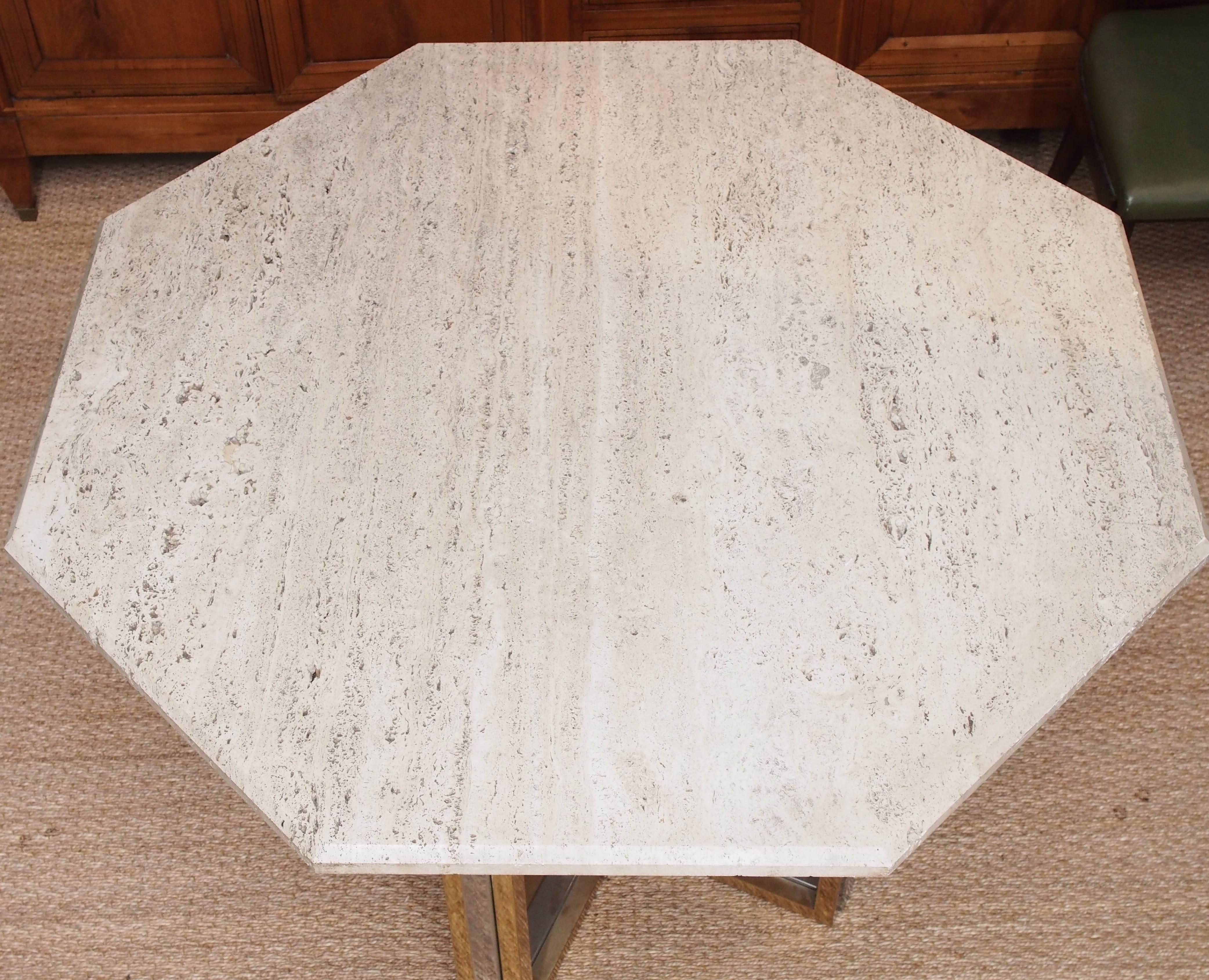 1970 Willy Rizzo Travertine Table In Excellent Condition In New Orleans, LA