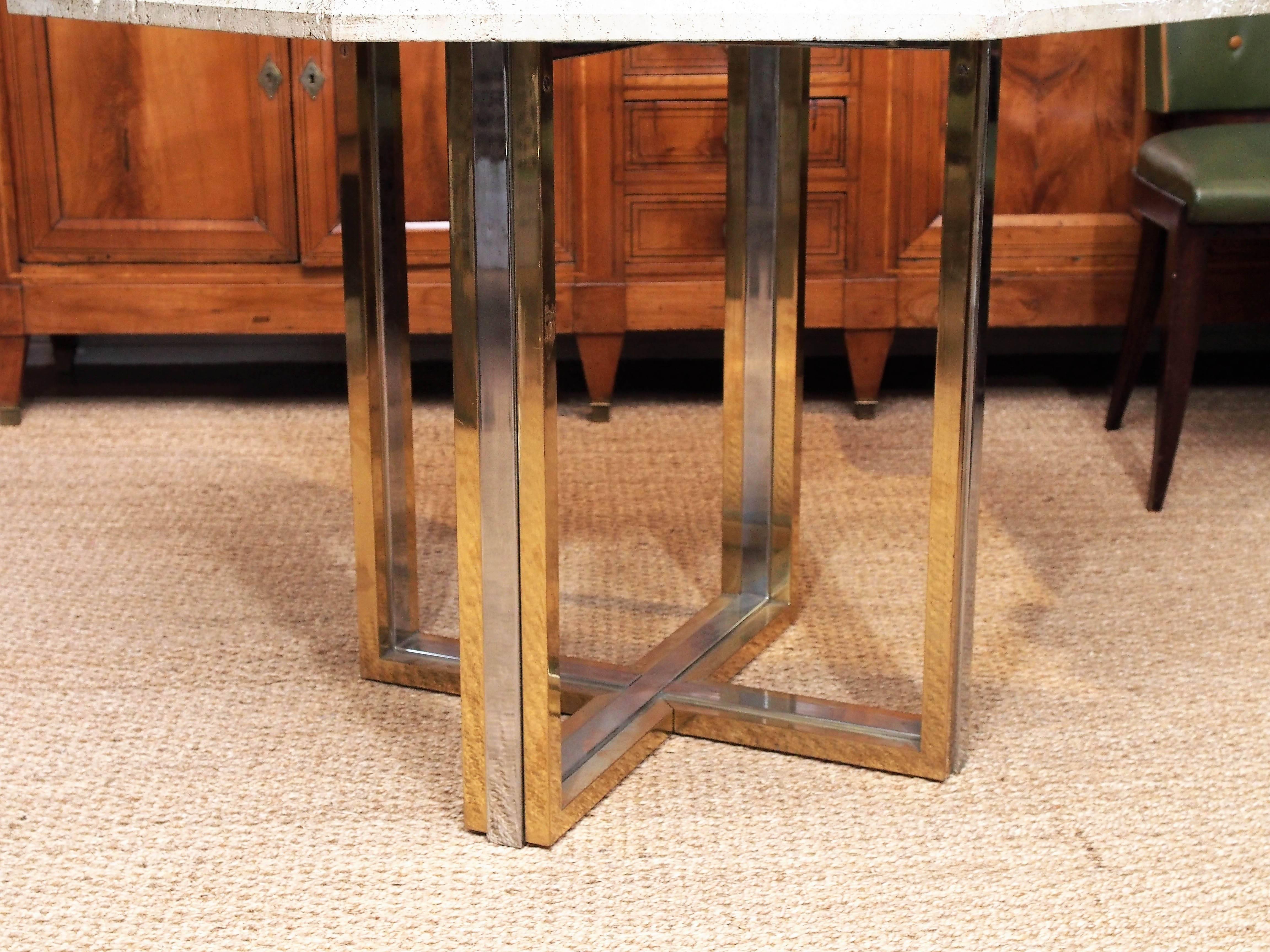 20th Century 1970 Willy Rizzo Travertine Table
