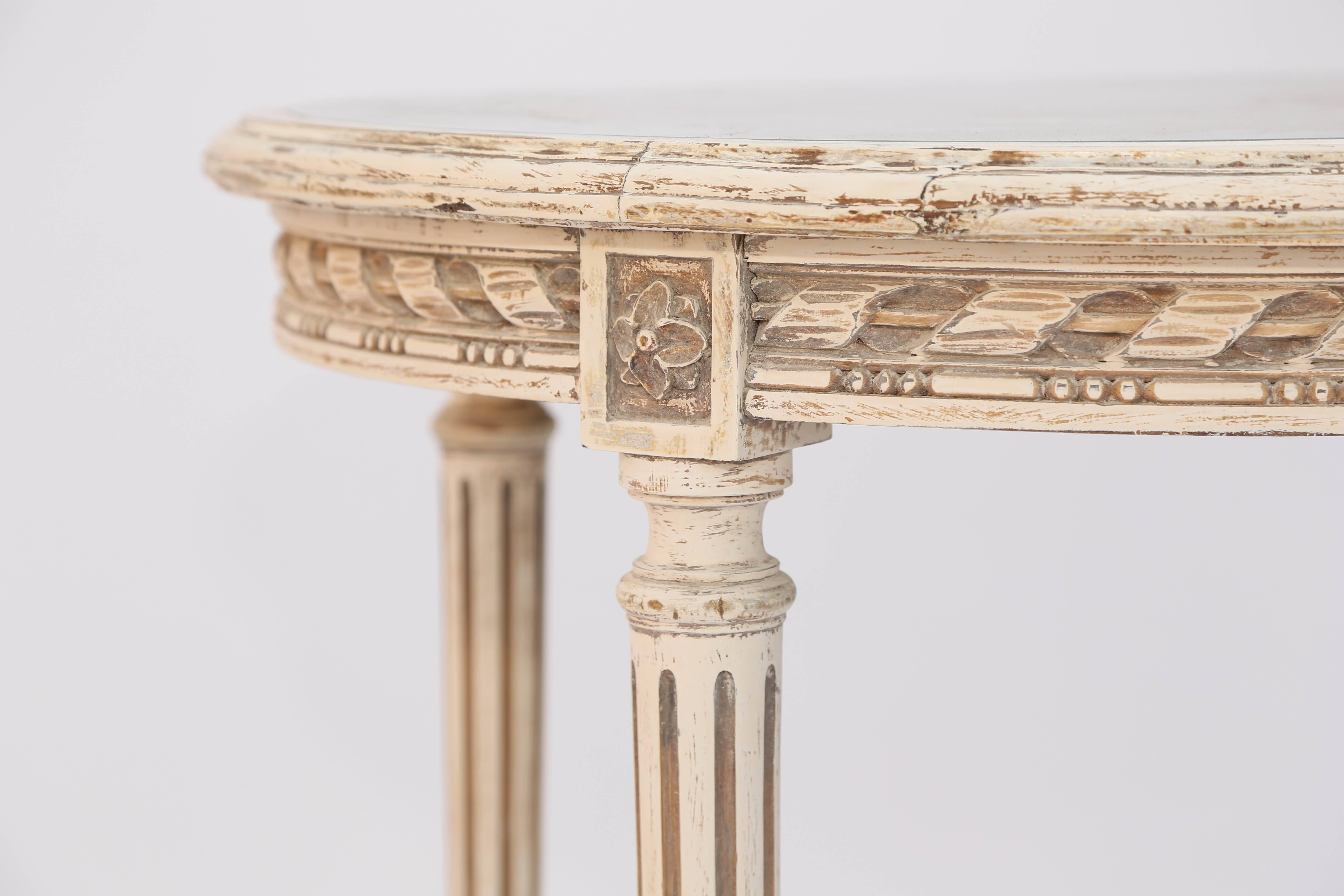 French Louis XVI Style Painted Occasional Table with Mirrored Top