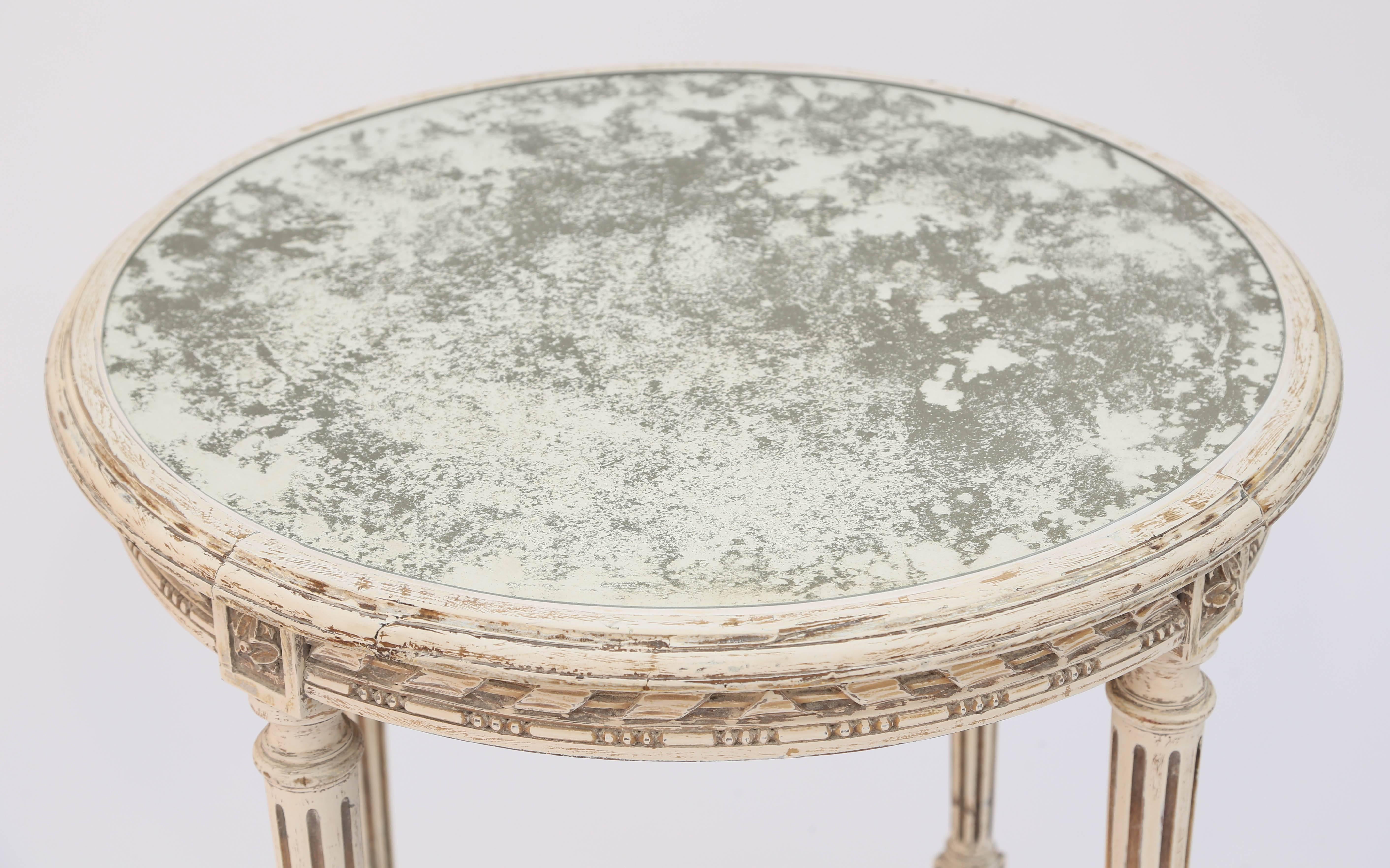 20th Century Louis XVI Style Painted Occasional Table with Mirrored Top