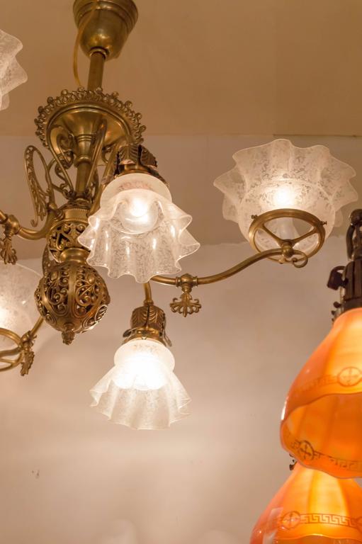 Late Victorian Six Arm Gas And Electric Combination Chandelier At Late Victorian Six Arm Gas And Electric Combination Chandelier For 1