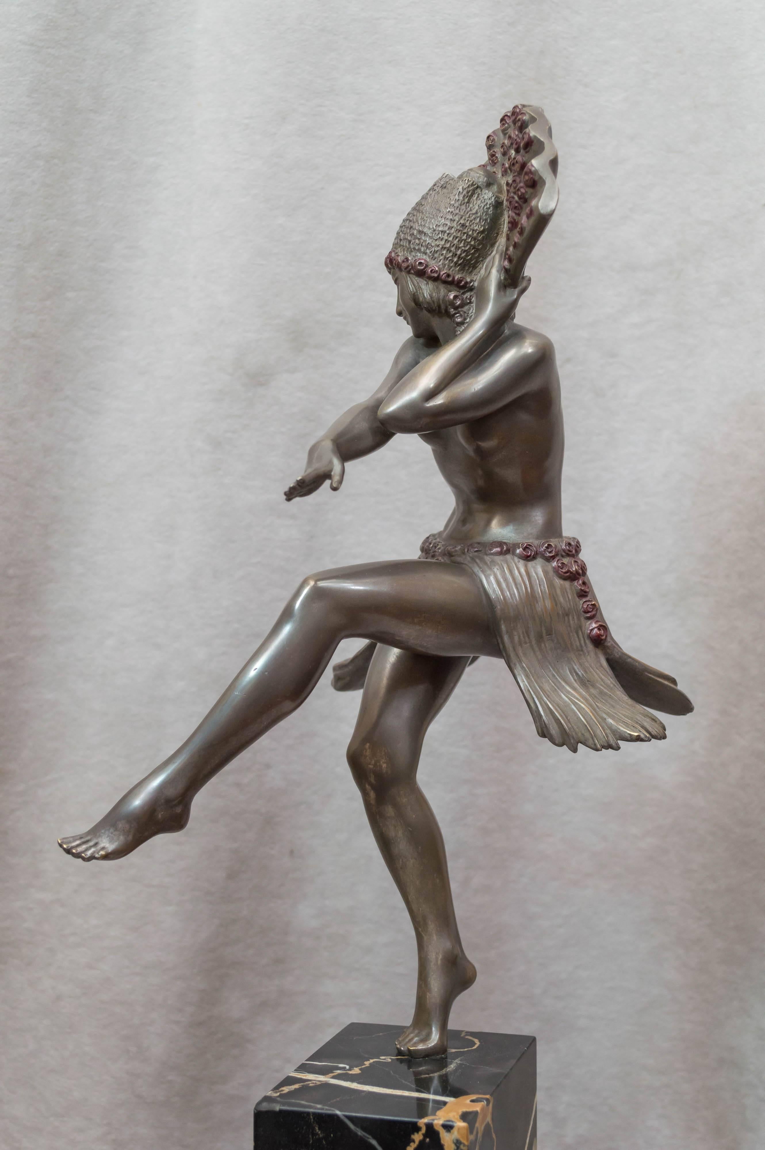 Early 20th Century Art Deco Bronze Dancer, French, Artist Signed ca. 1920s