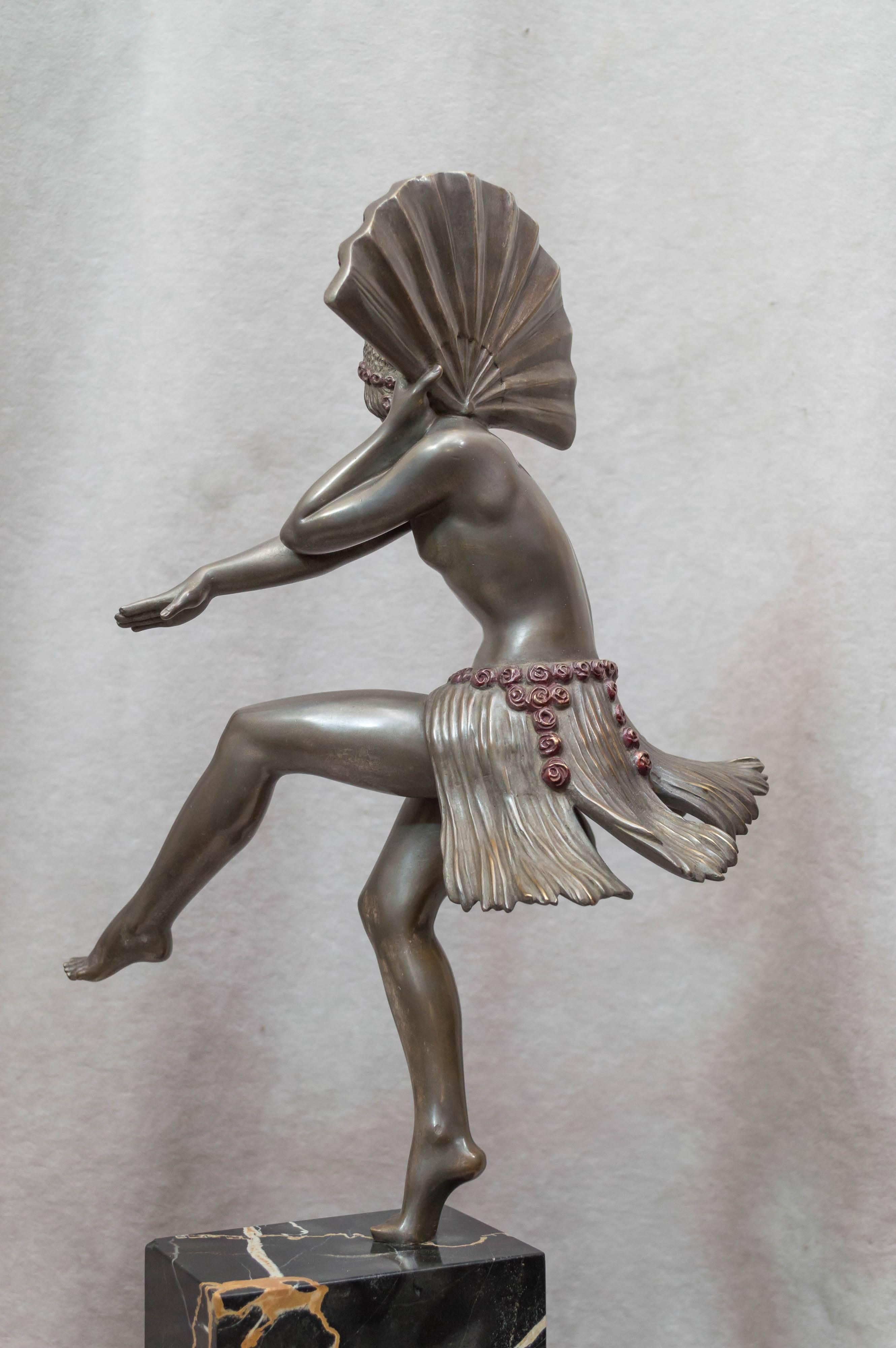 Art Deco Bronze Dancer, French, Artist Signed ca. 1920s 1