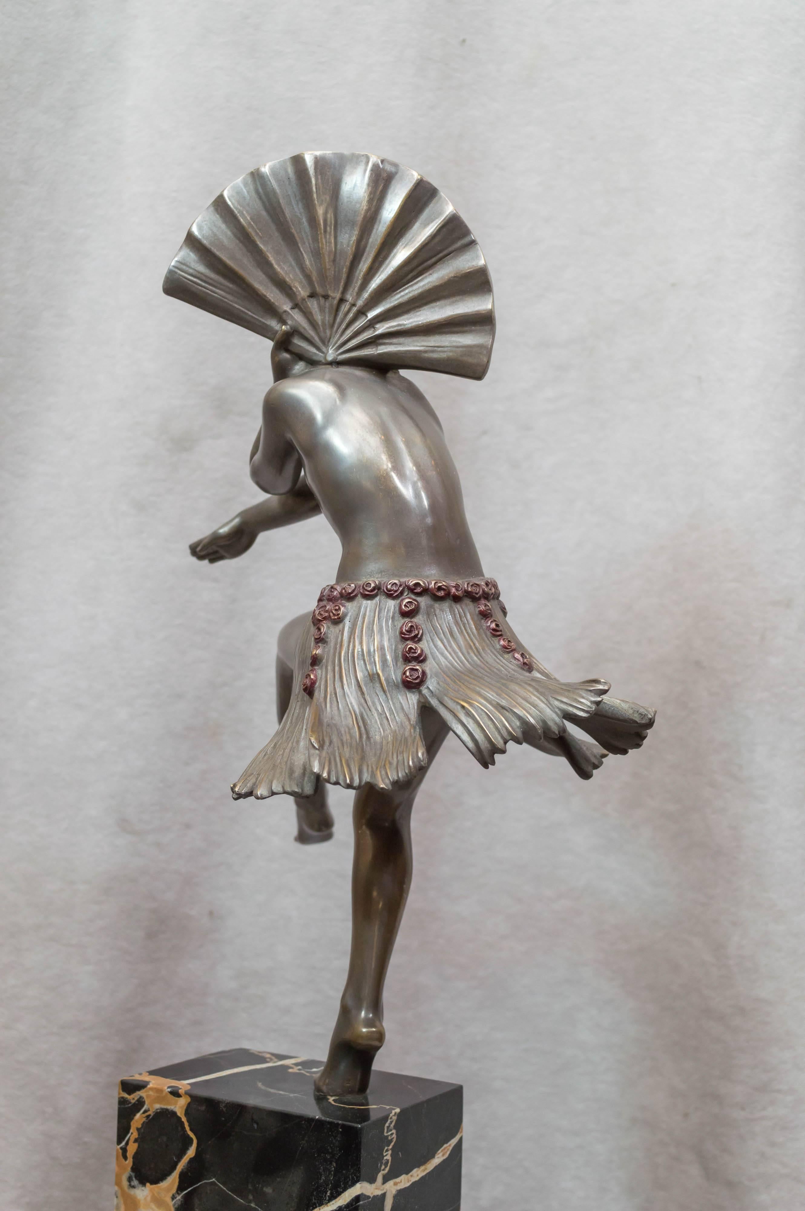 Art Deco Bronze Dancer, French, Artist Signed ca. 1920s 2