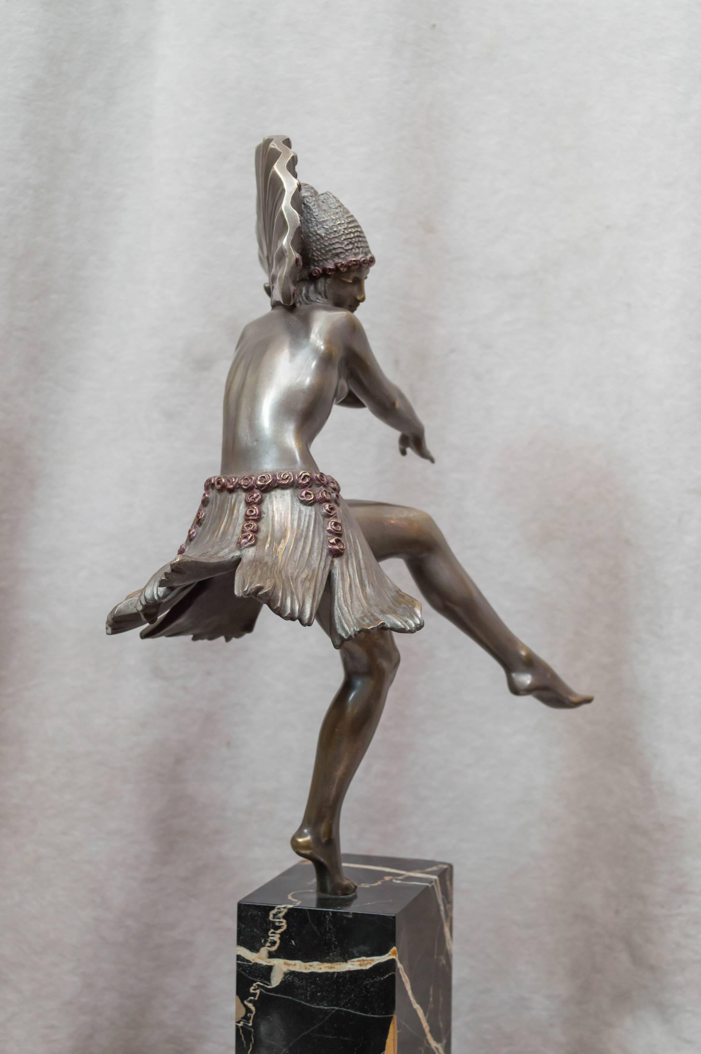 Art Deco Bronze Dancer, French, Artist Signed ca. 1920s 3