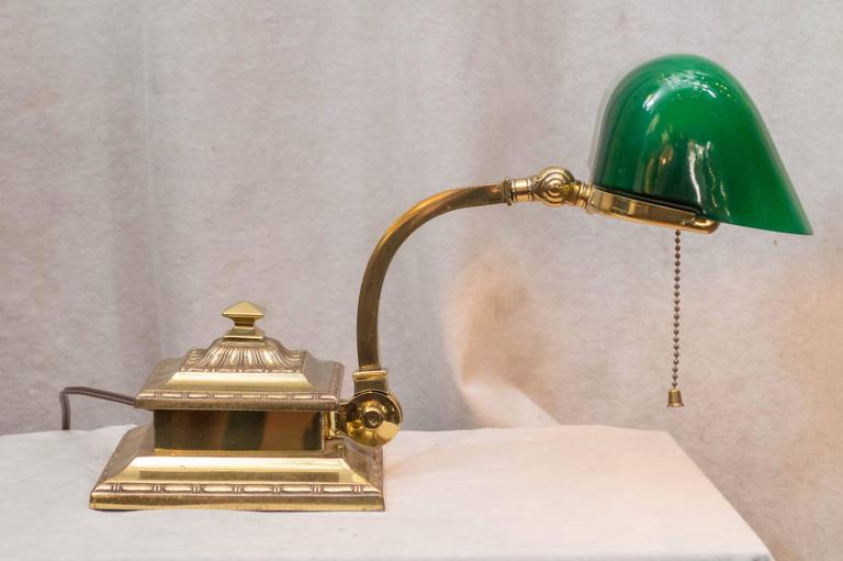 Emeralite Green Shade Bankers Lamp at 1stDibs