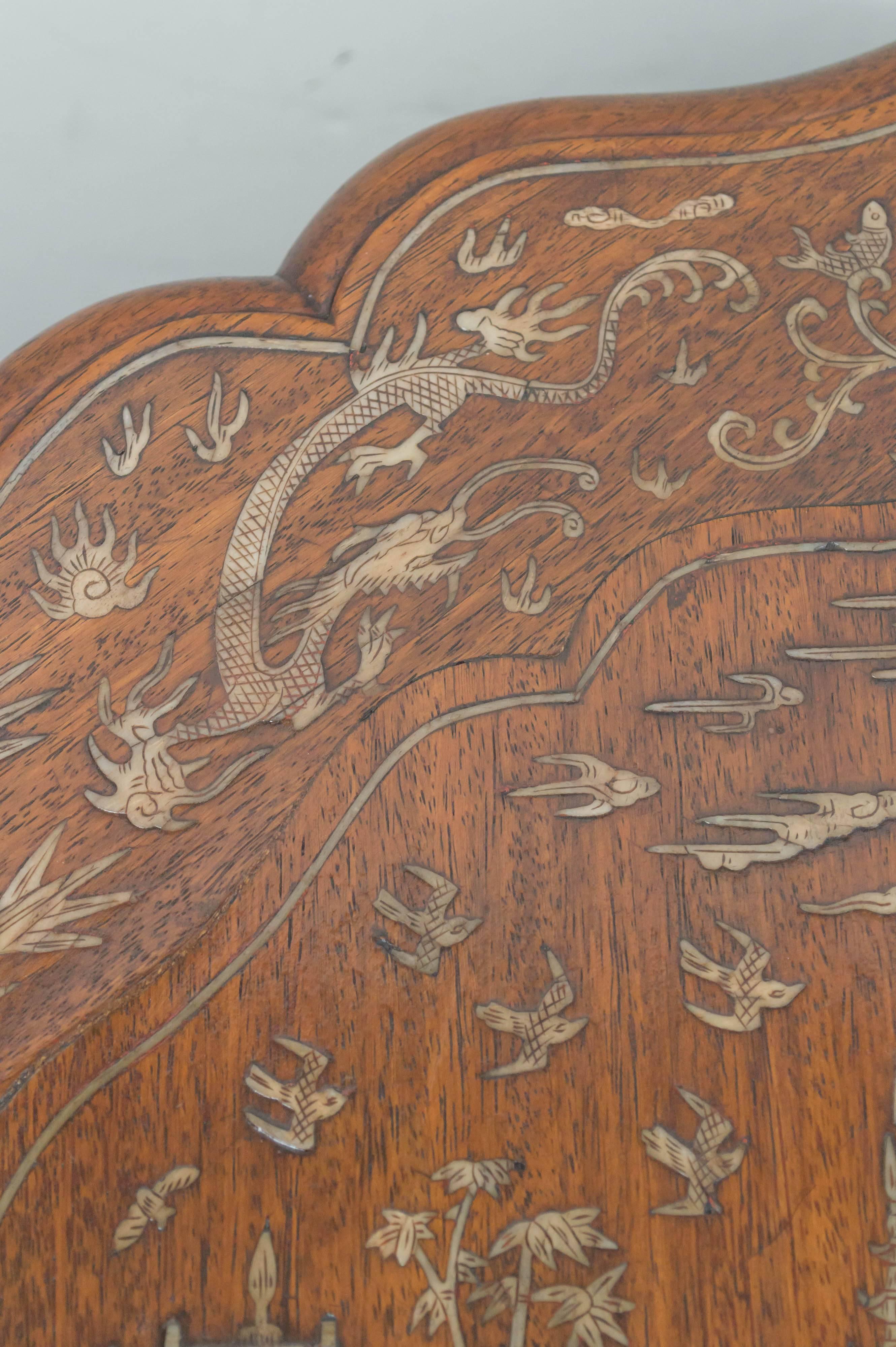 19th Century Anglo-Chinese Carved Teak and Inlaid Stand, circa 1880 For Sale 2