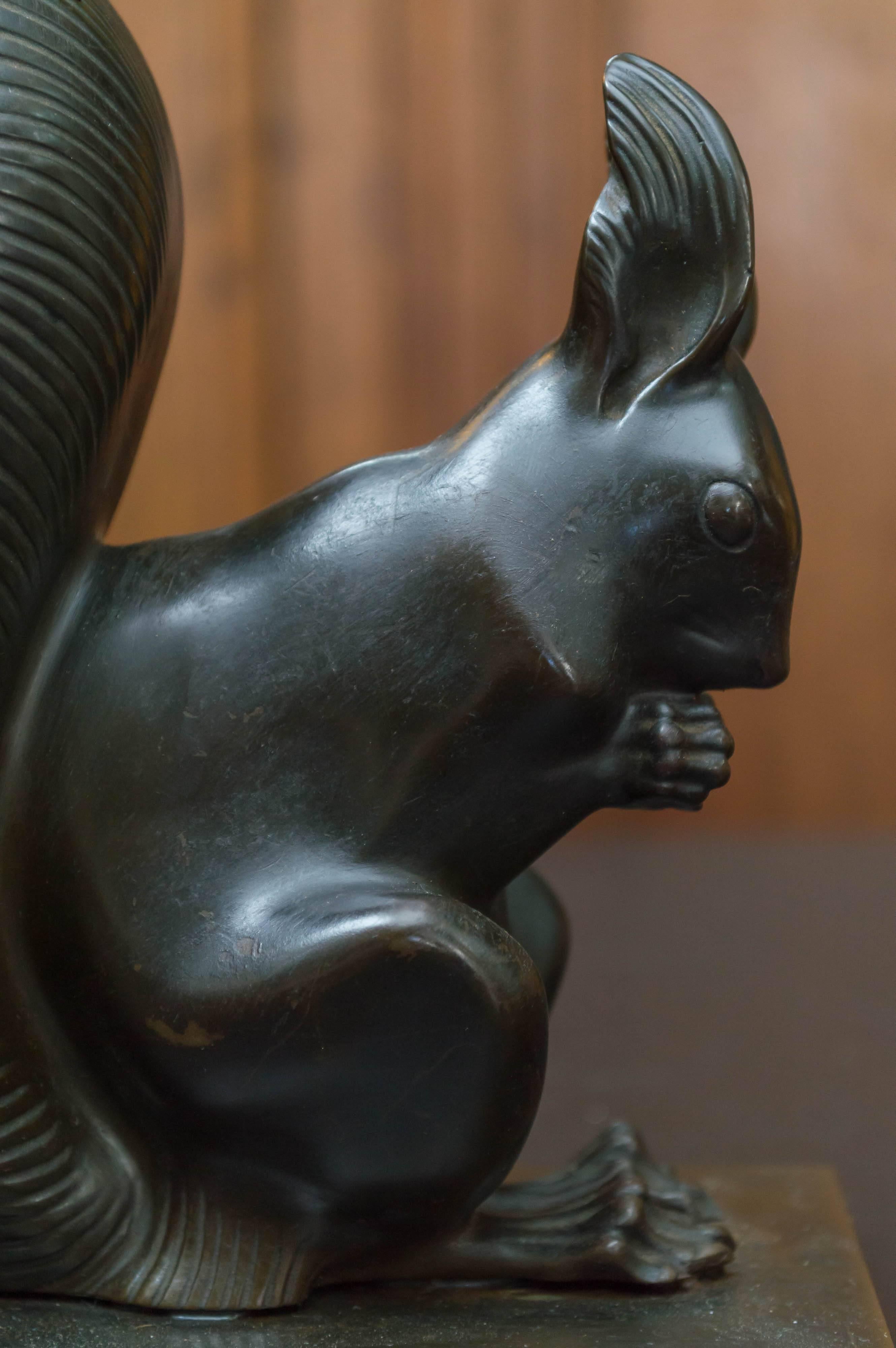 bronze squirrel sculpture