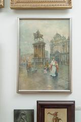 Venezianisches Ölgemälde auf Leinwand, „Campo S. Giovanni & Paolo Monumento Colleoni“