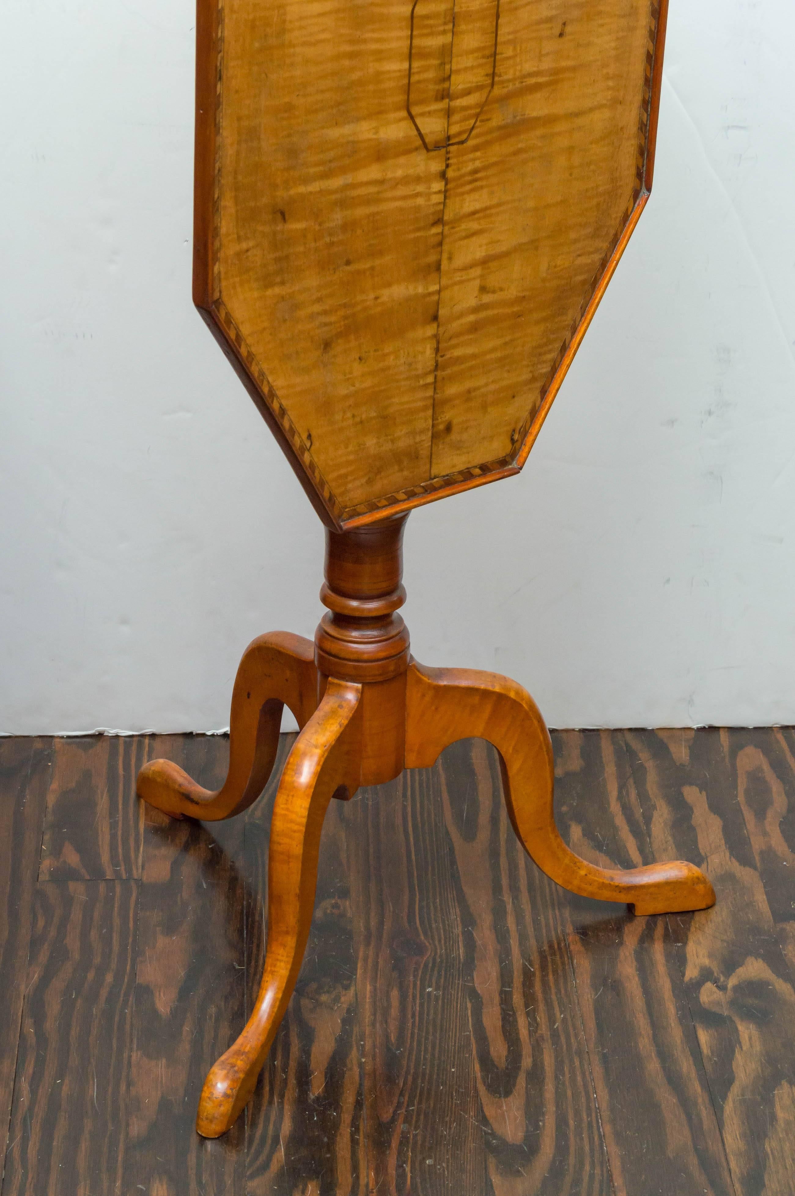 Late 18th Century American Tiger Maple, Tilt Top Candle Stand 1