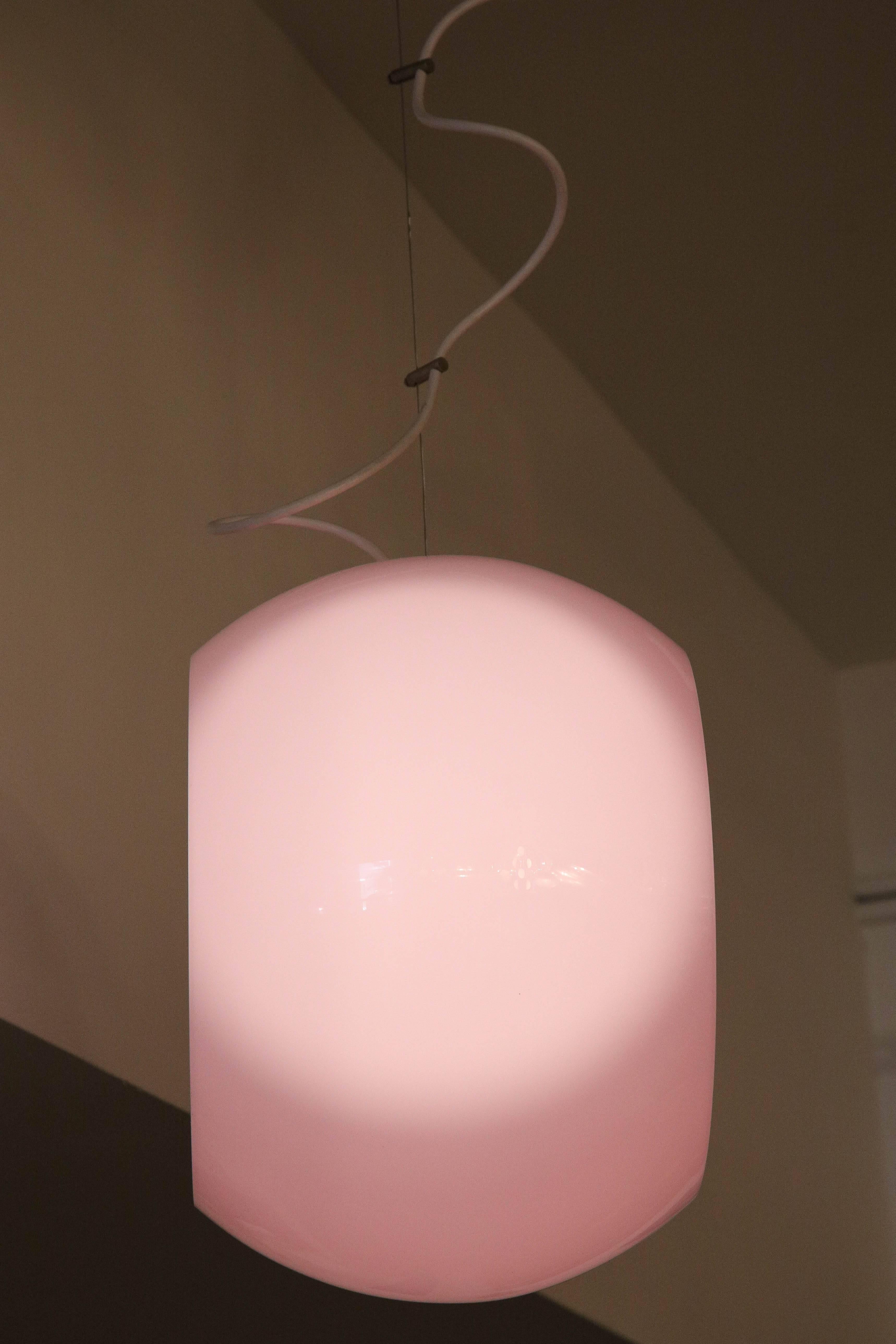 Nickel Vistosi pendent light italian designed by Gino Vistosi For Sale